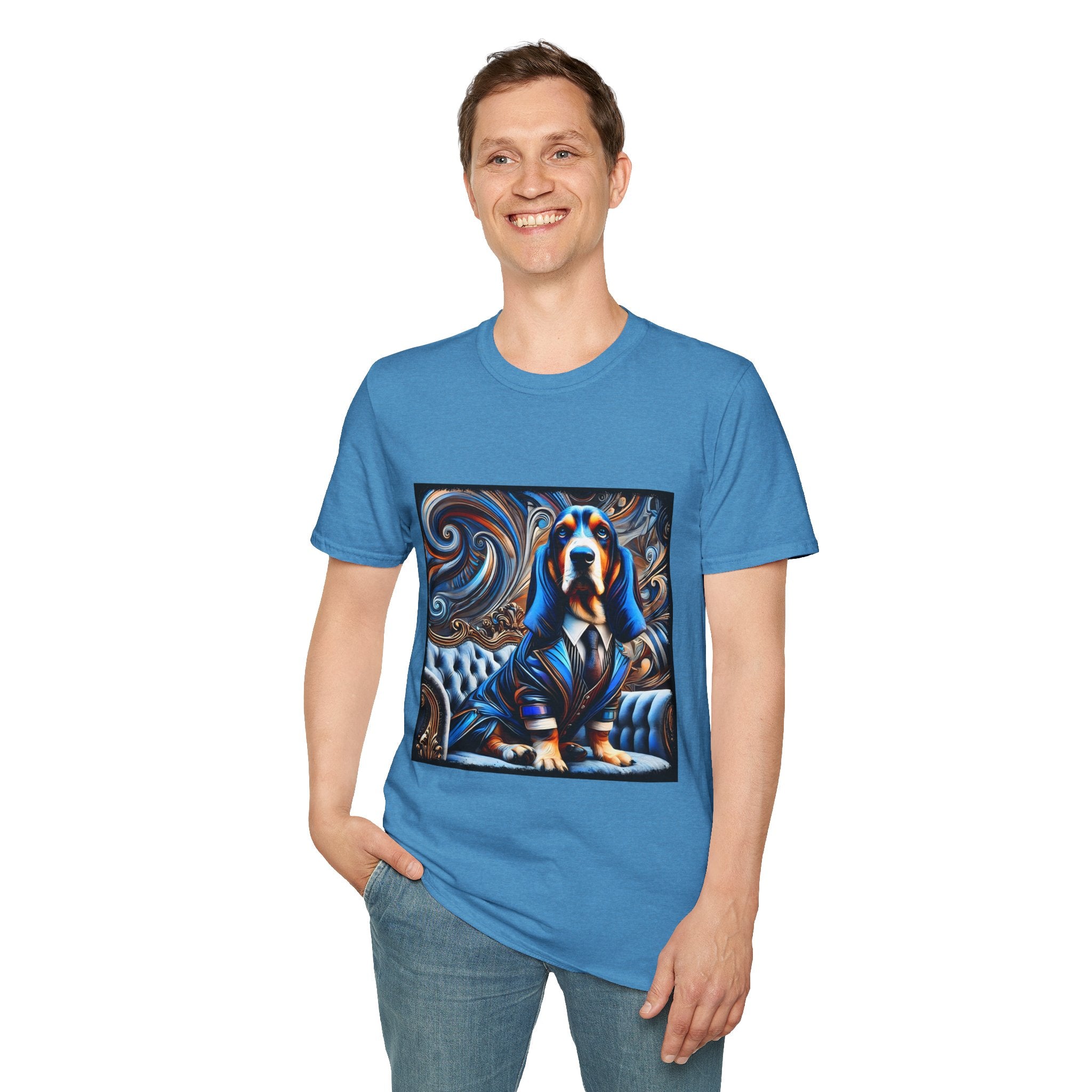 Basset Hound Bold Blue Feels | Unisex Dog T-Shirt