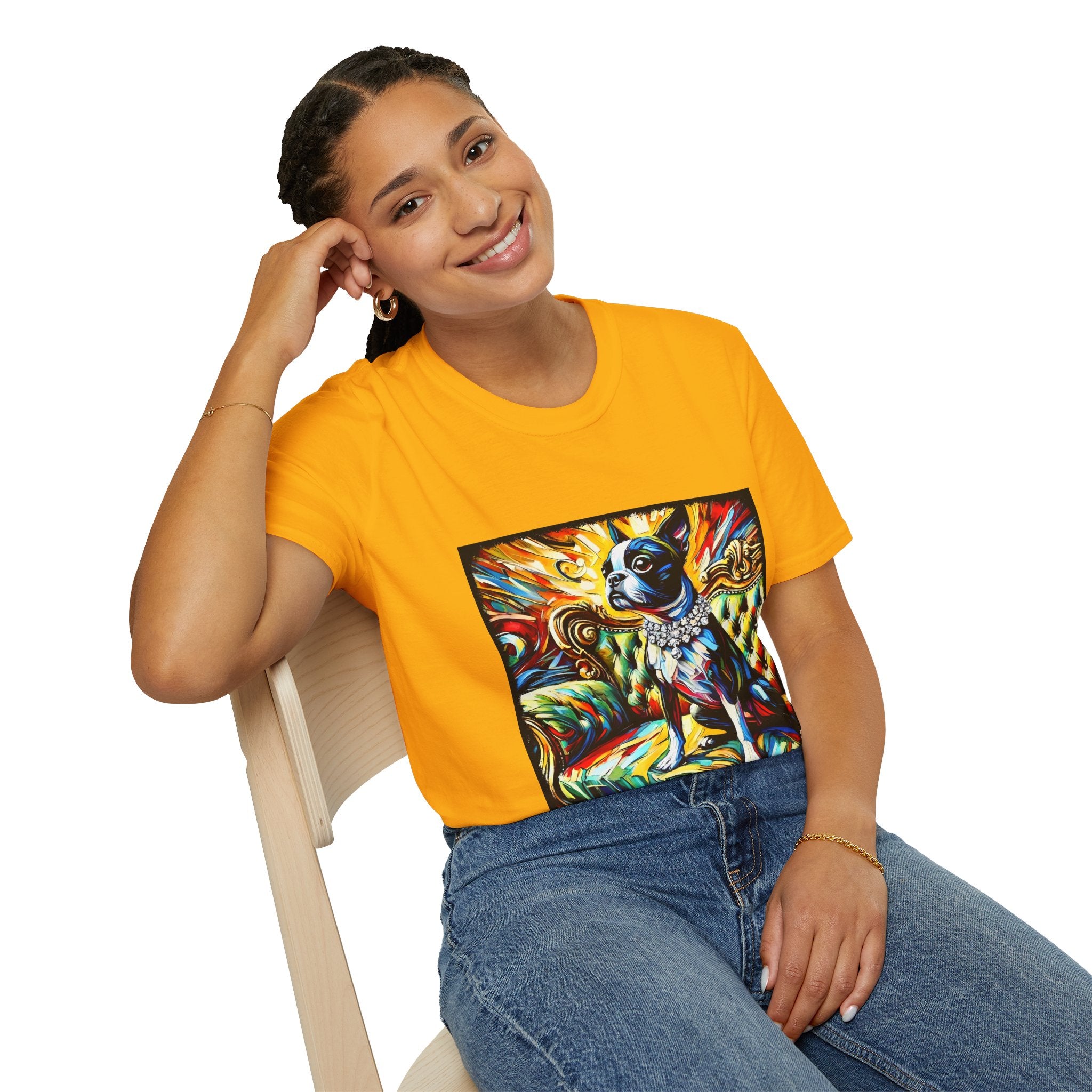 Boston Terrier Sunburst Swirl | Unisex Dog T-Shirt