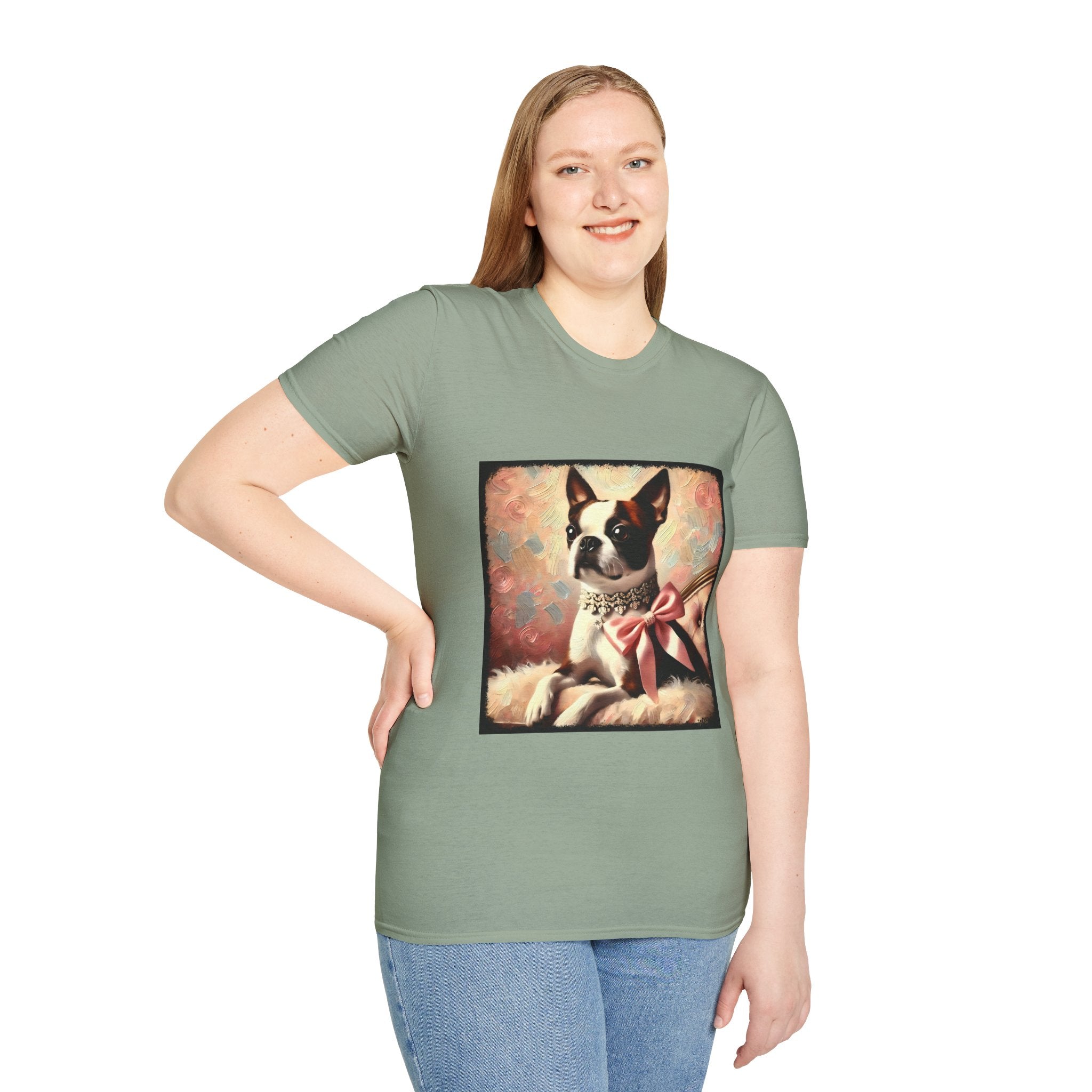 Boston Terrier Pink Bow Classic | Unisex Dog T-Shirt