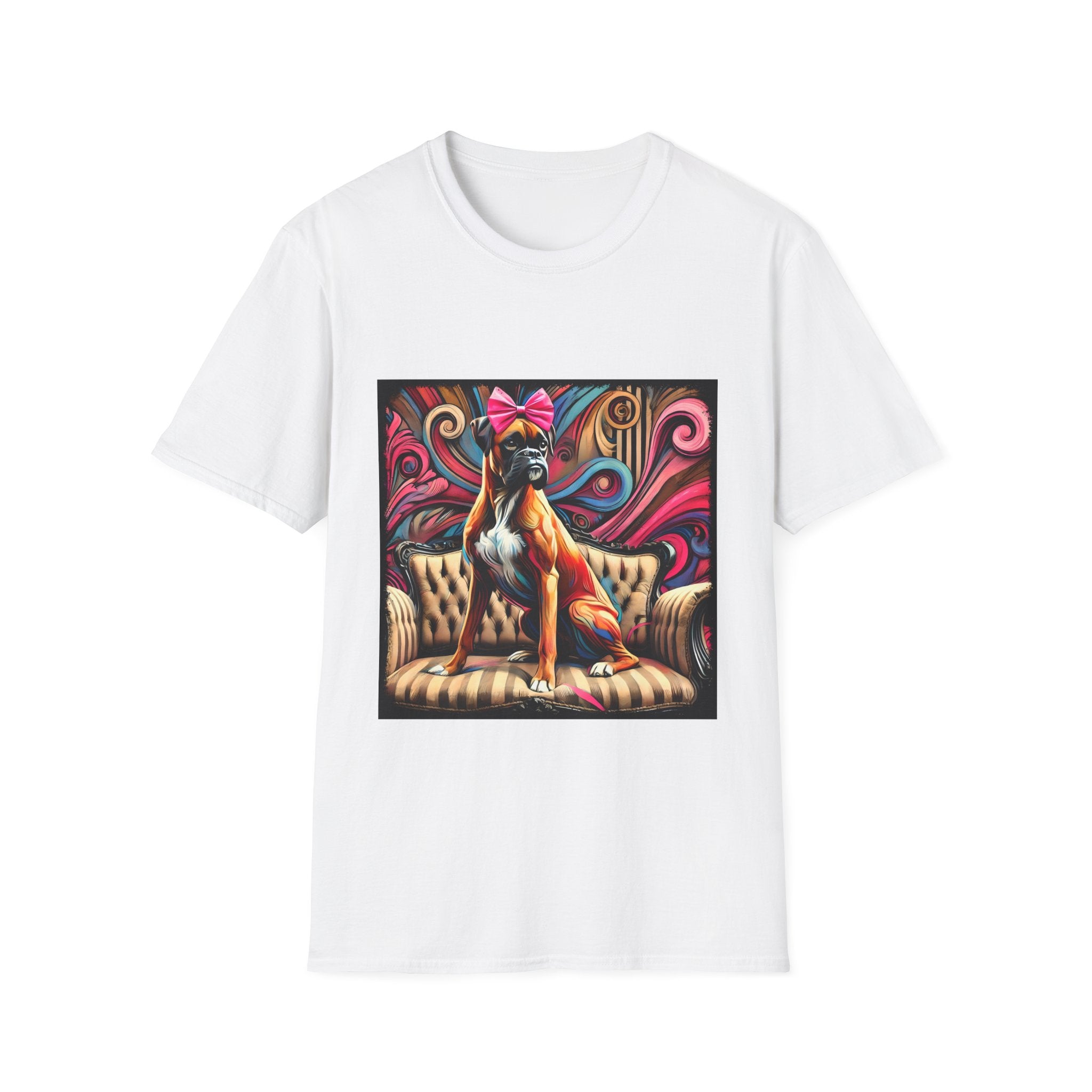Boxer Pink Bow Swirl | Unisex Dog T-Shirt