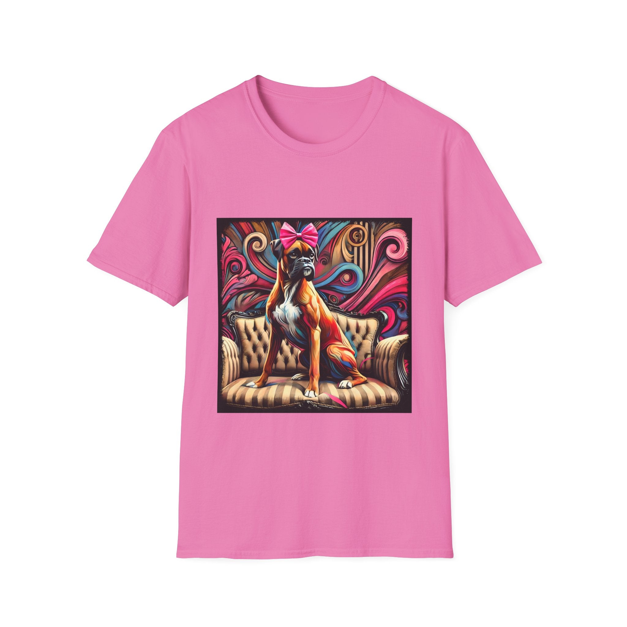 Boxer Pink Bow Swirl | Unisex Dog T-Shirt