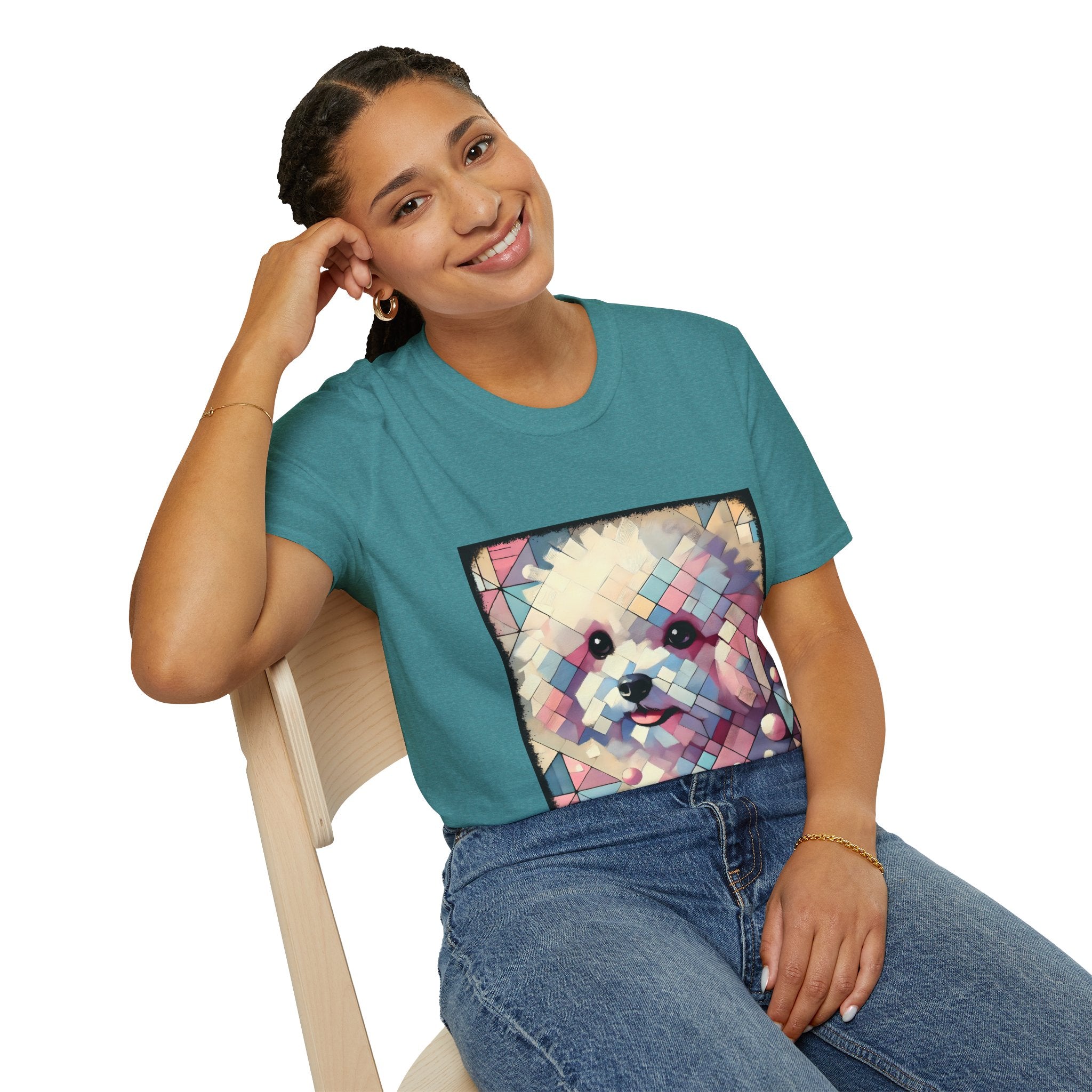 Bichon Frise Pastel Geometric | Unisex Dog T-Shirt