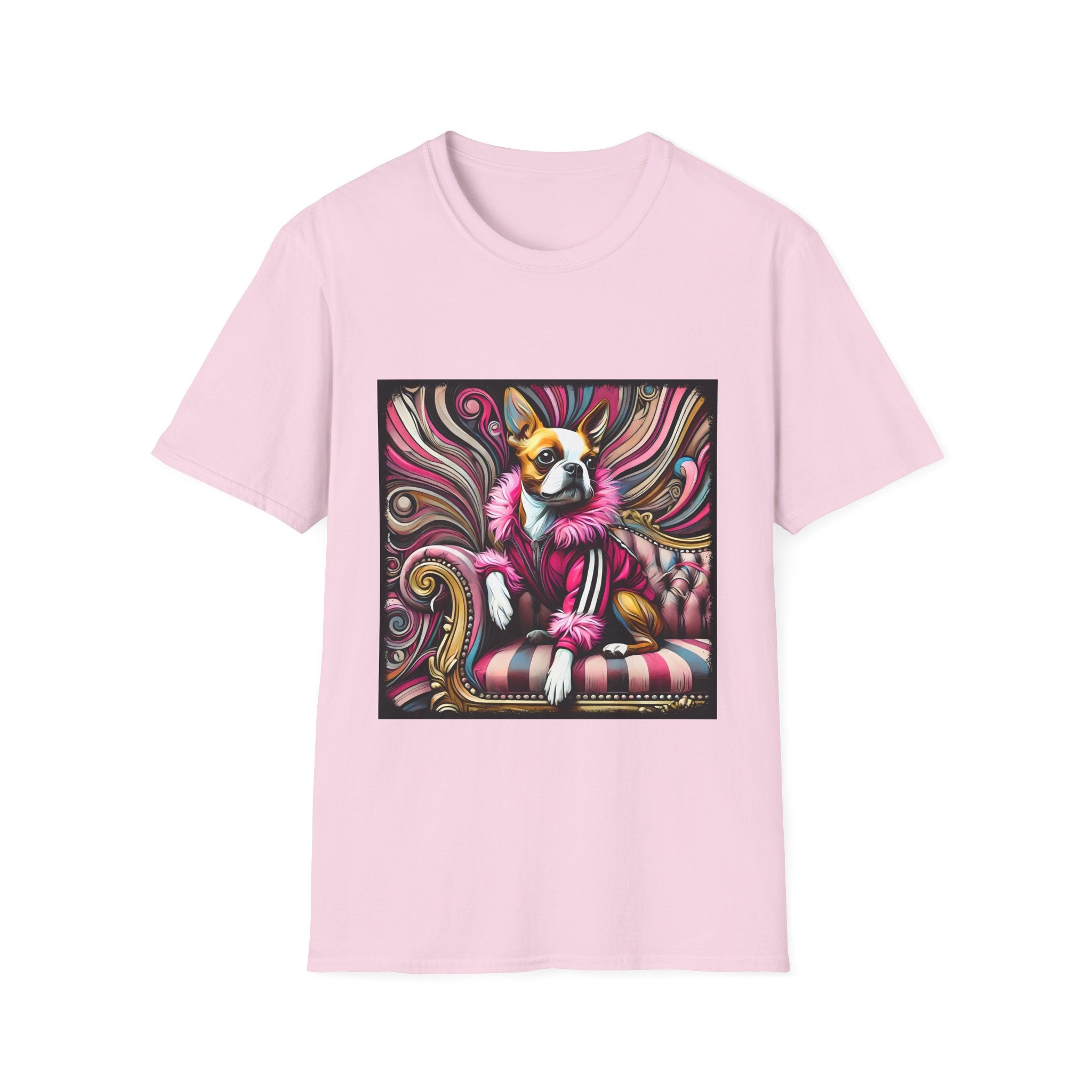 Boston Terrier Pink Rocker | Unisex Dog T-Shirt