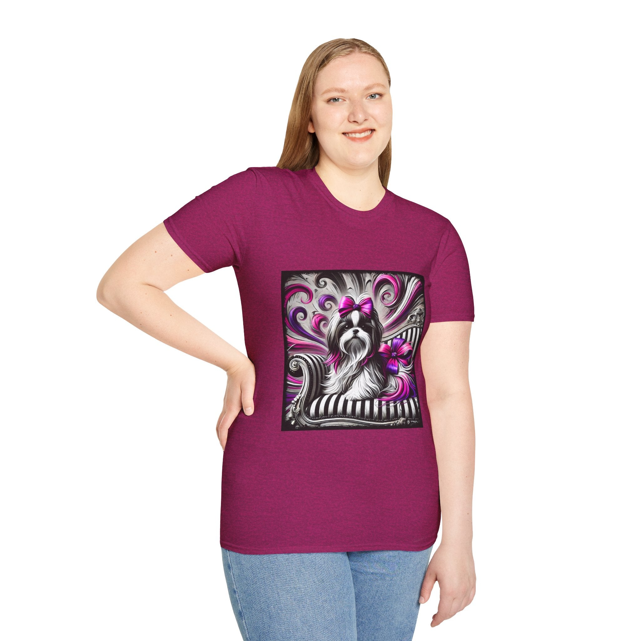 Shih Tzu B&W Pink Bow | Unisex Dog T-Shirt