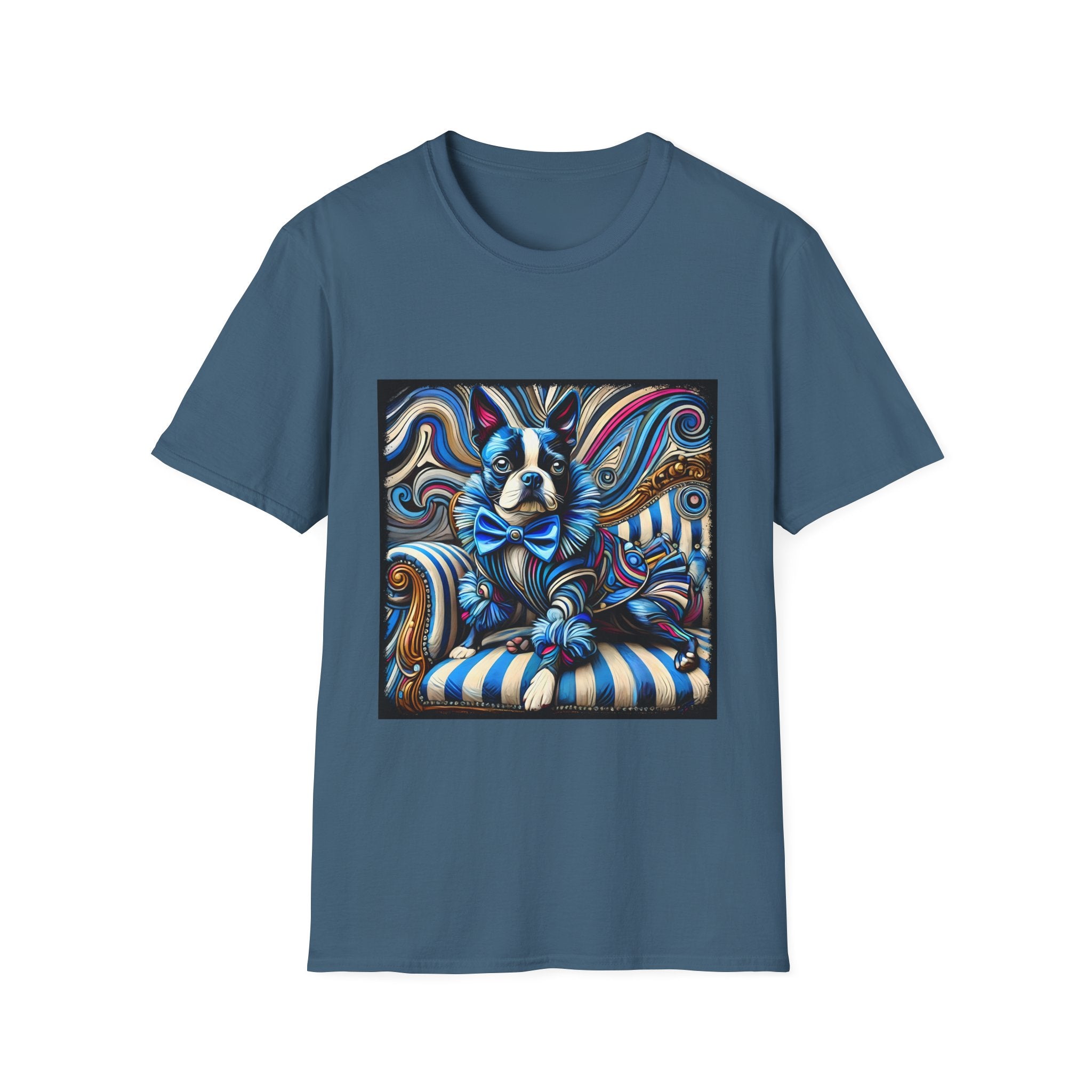 Boston Terrier Blue Rocker | Unisex Dog T-Shirt
