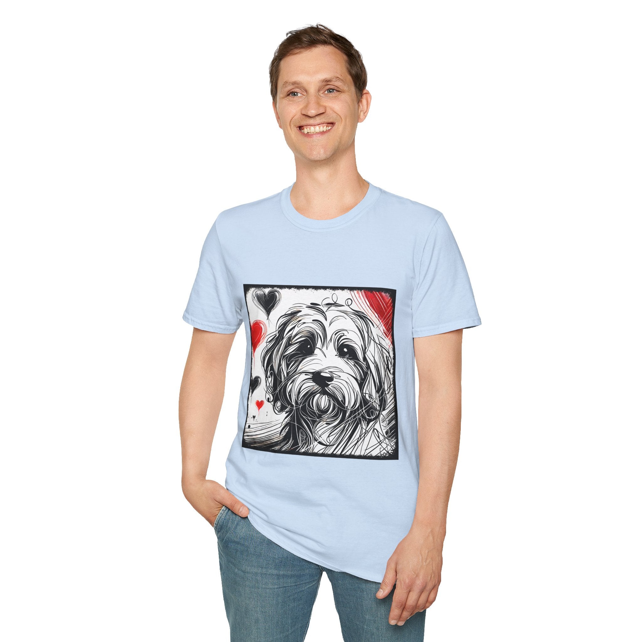 Cavapoo Bold Heart Sketch | Unisex Dog T-Shirt