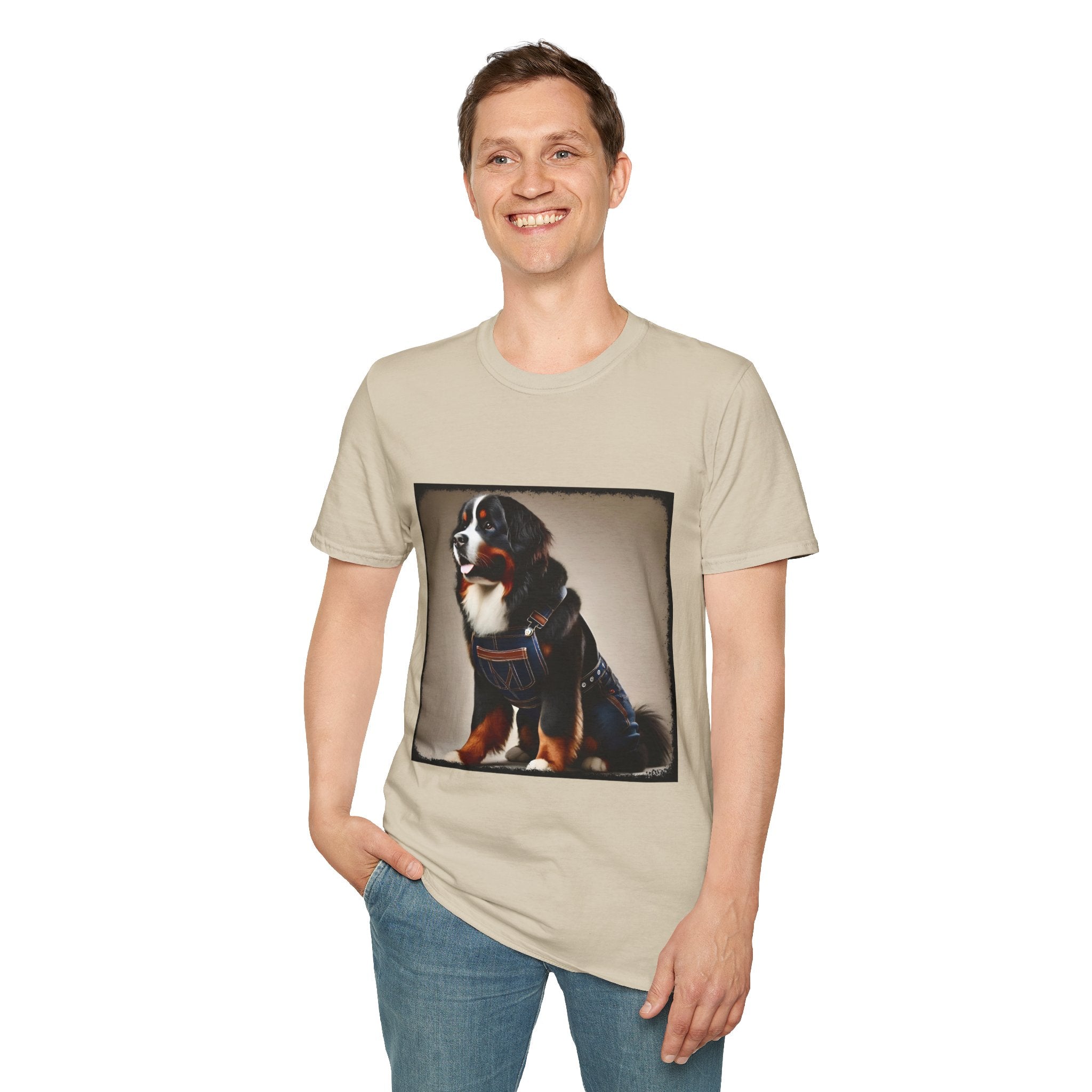 Bernese Mountain Dog Denim Darling | Unisex Dog T-Shirt