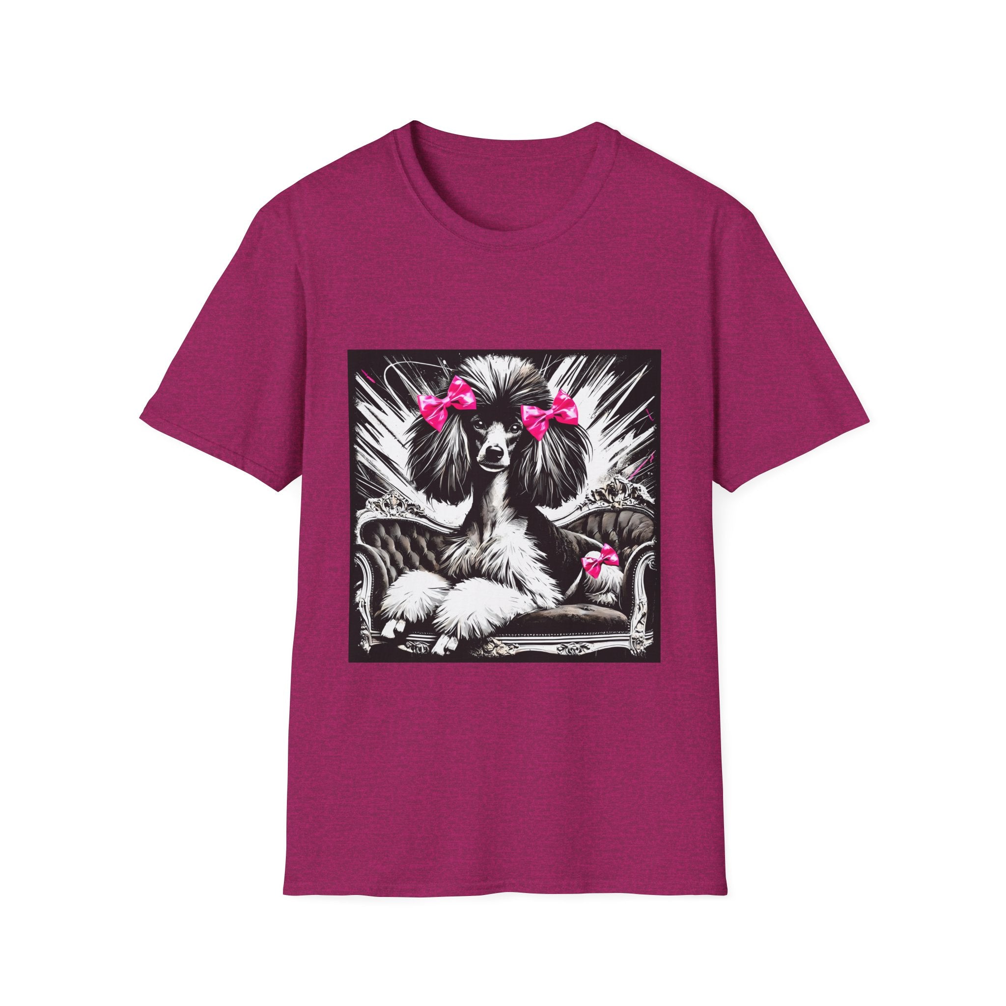 Poodle B&W Pink Bow Bold | Unisex Dog T-Shirt