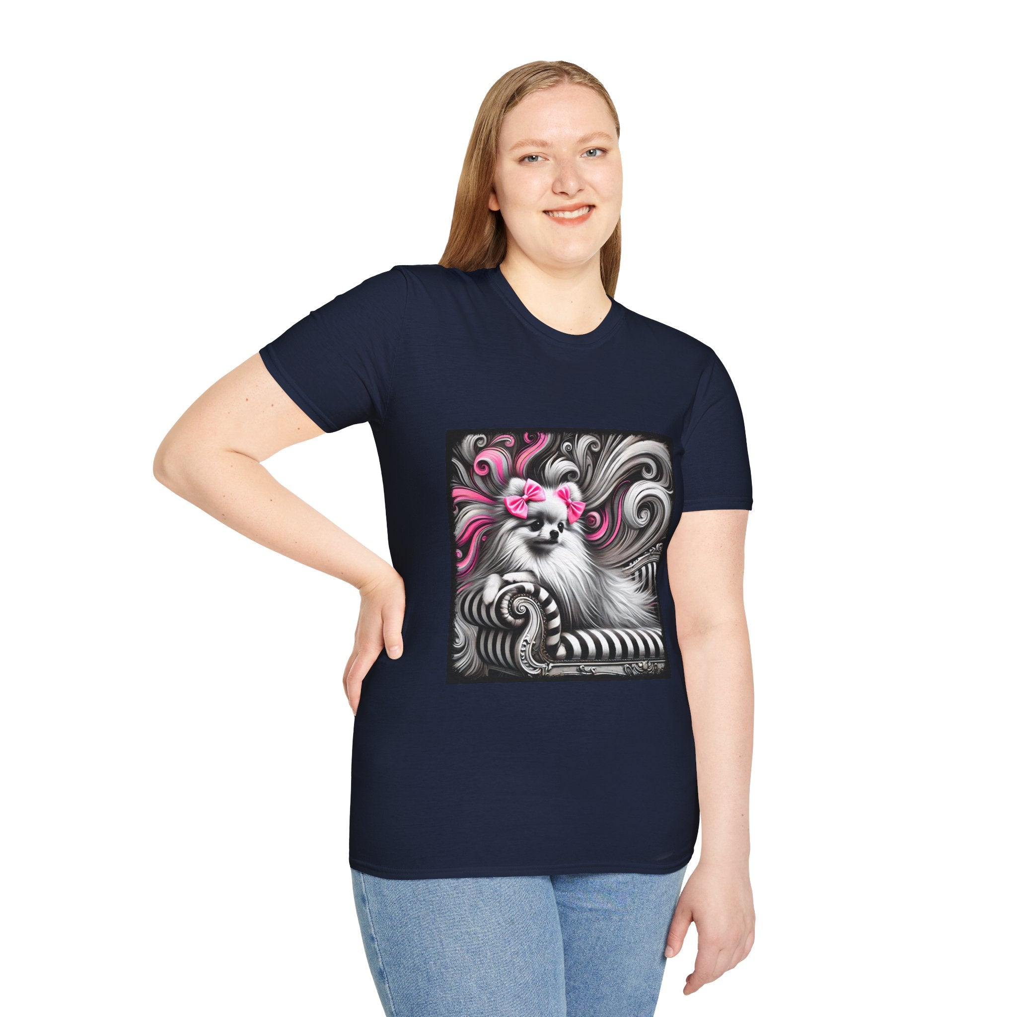 Pomeranian B&W Pink Bows | Unisex Dog T-Shirt