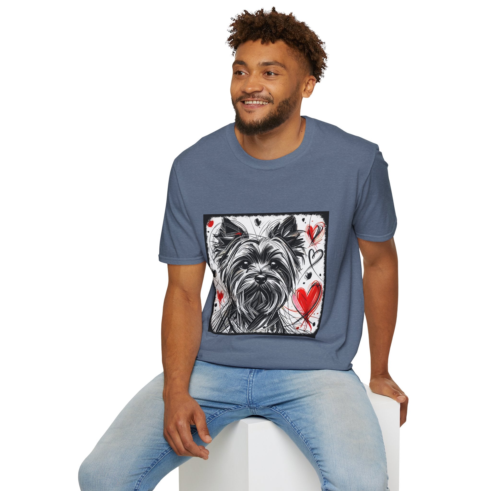 Yorkshire Terrier Bold Heart Sketch | Unisex Dog T-Shirt