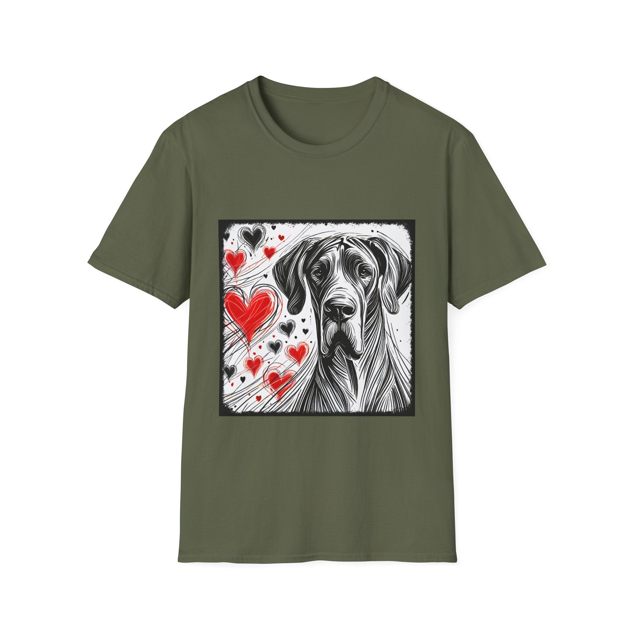 Great Dane Bold Heart Sketch | Unisex Dog T-Shirt
