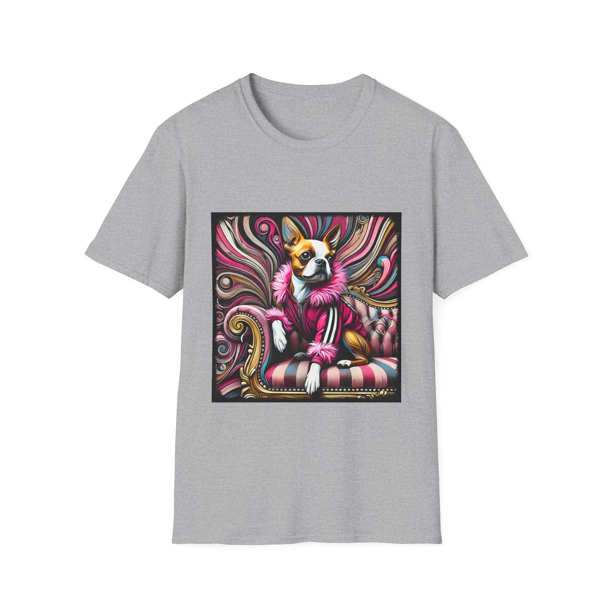 Boston Terrier Pink Rocker | Unisex Dog T-Shirt
