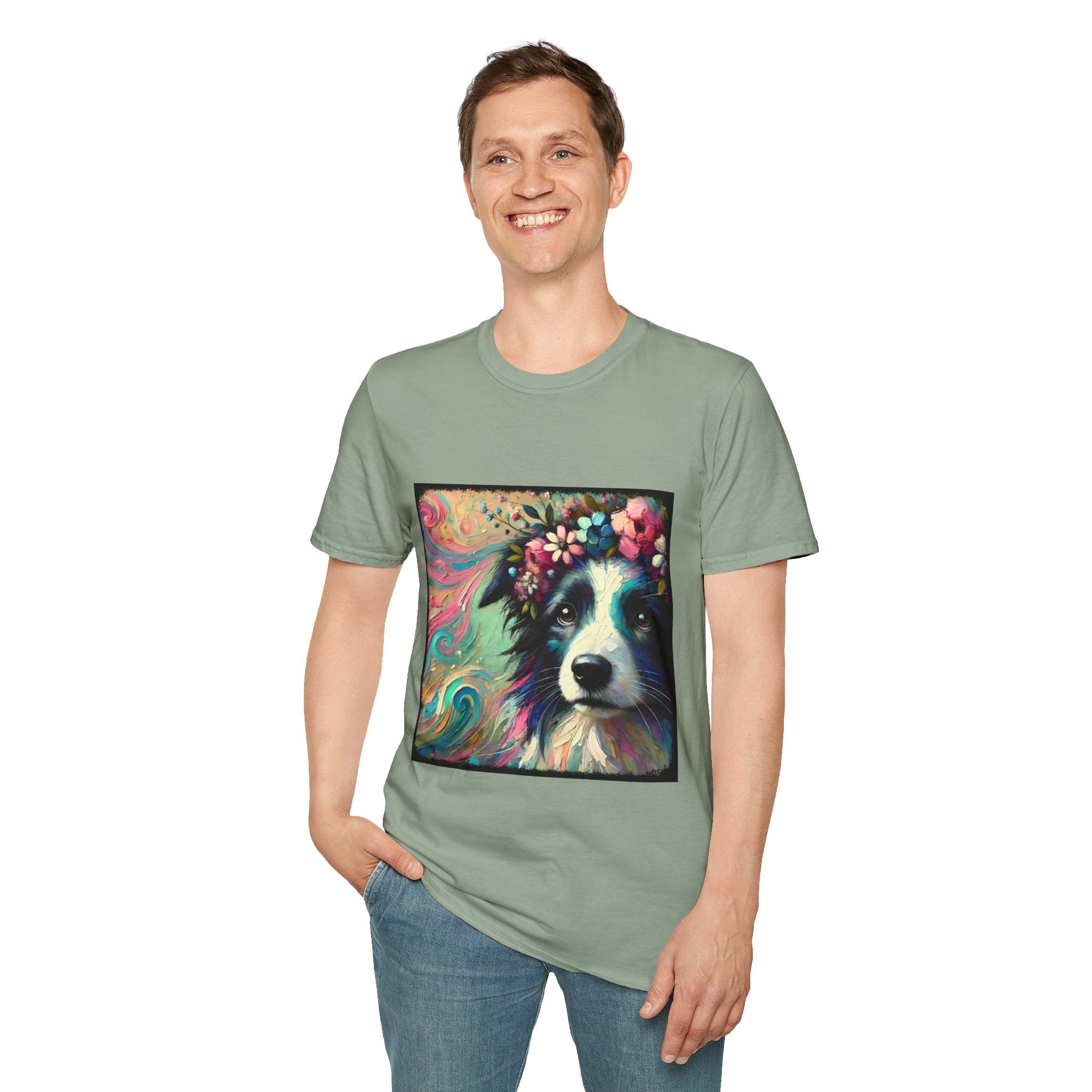 Border Collie Pastel Flower Classic | Unisex Dog T-Shirt