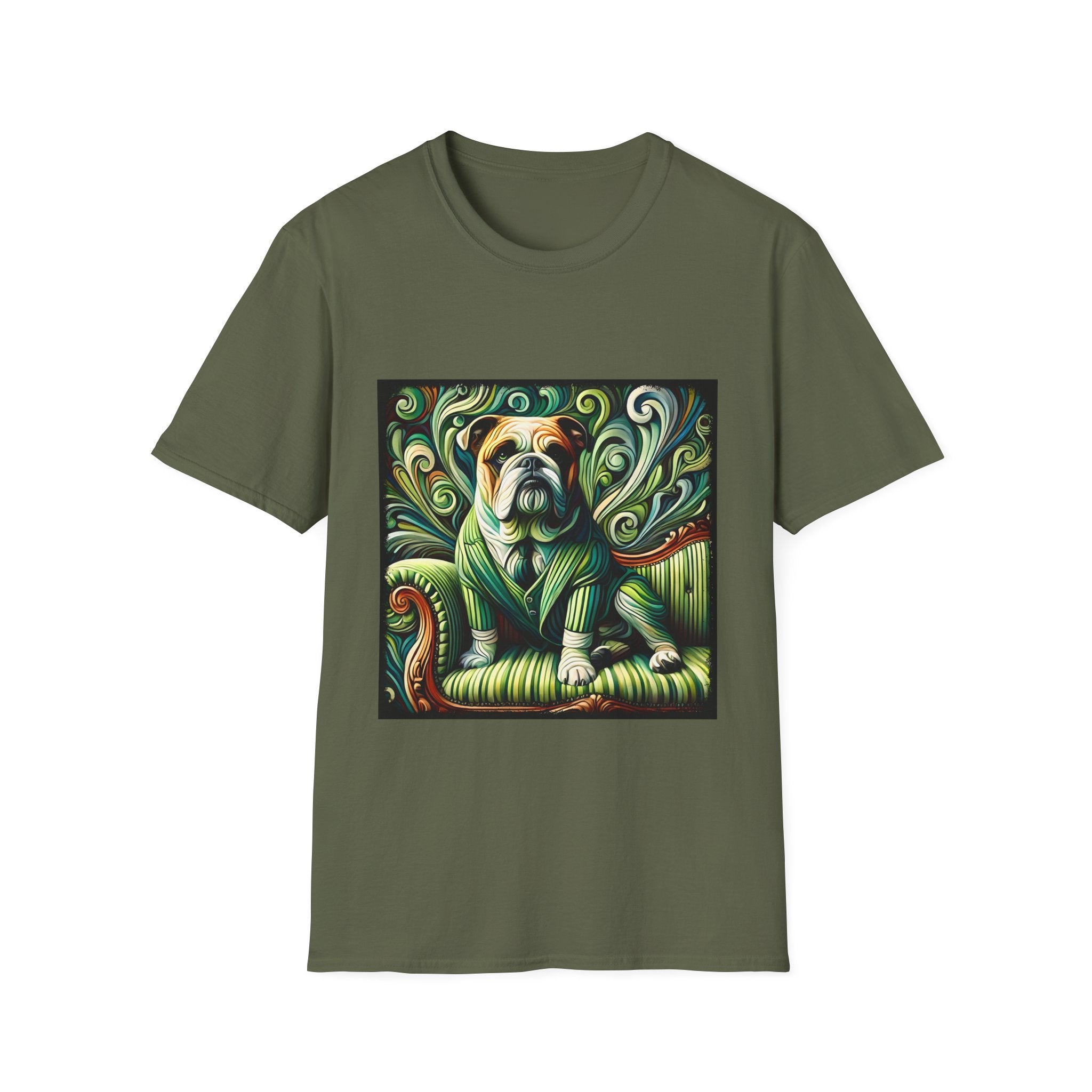 Bulldog Green Swirl | Unisex Dog T-Shirt