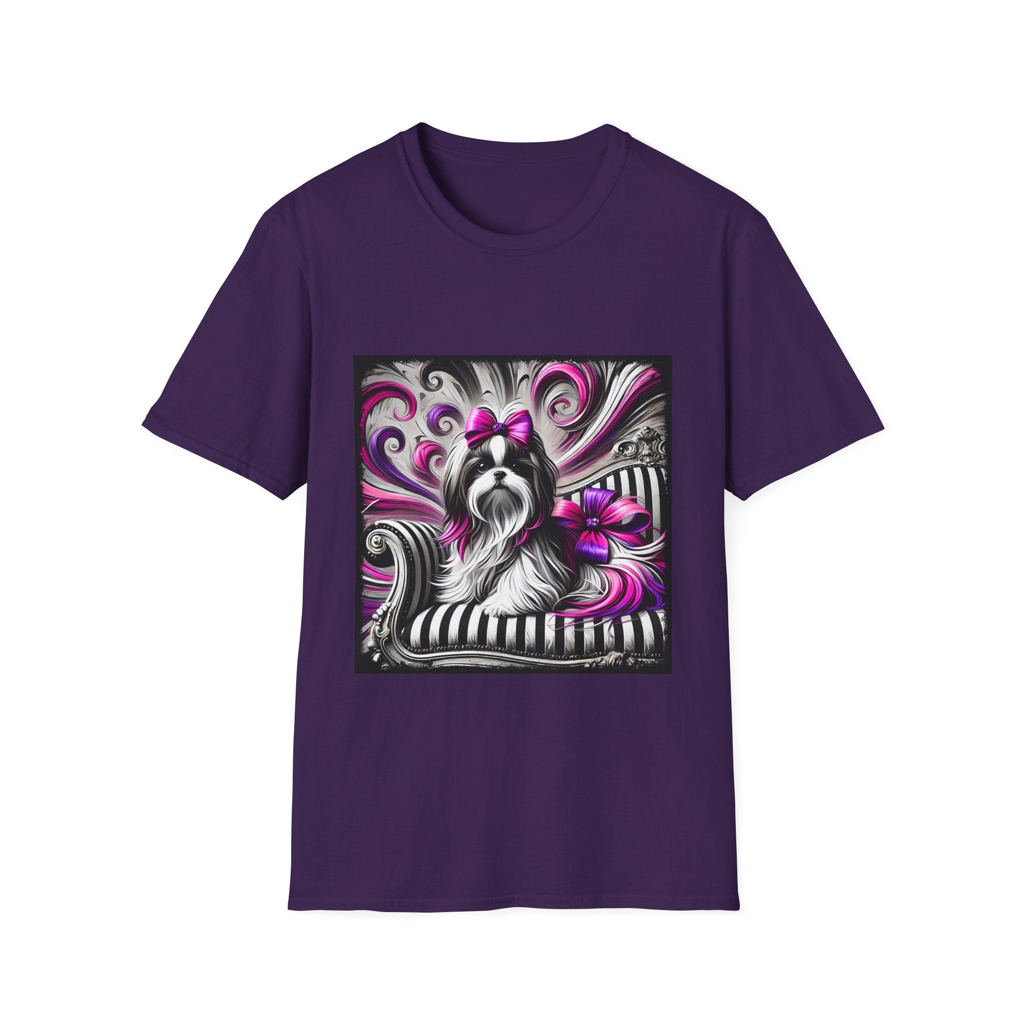 Shih Tzu B&W Pink Bow | Unisex Dog T-Shirt