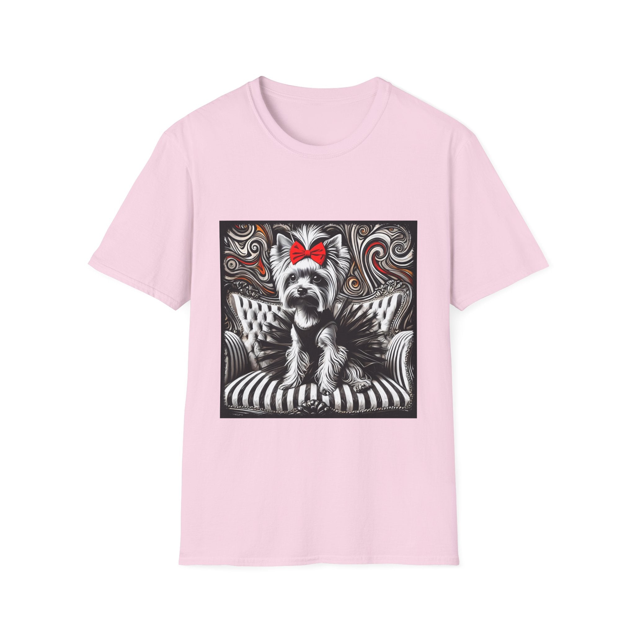 Yorkshire Terrier B&W Red Bow Bold | Unisex Dog T-Shirt