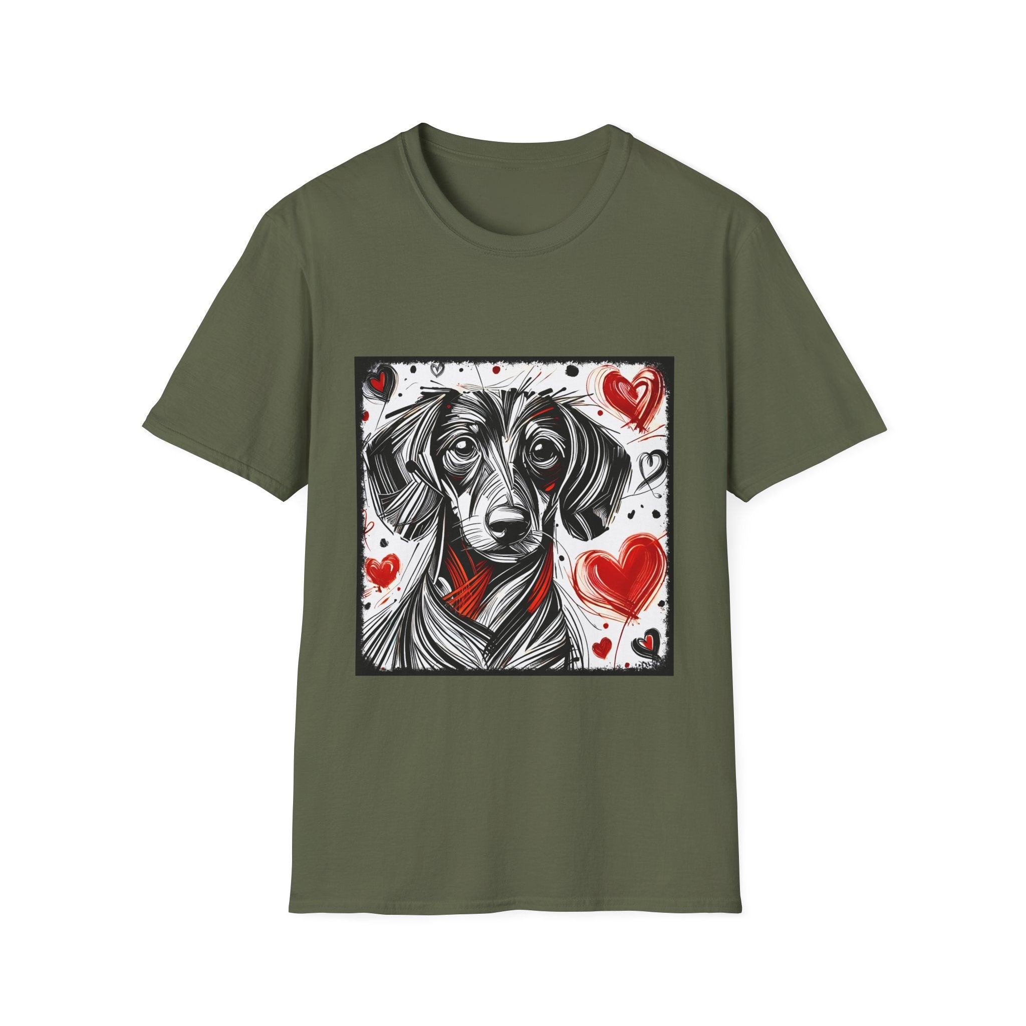 Dachshund Bold Heart Sketch | Unisex Dog T-Shirt