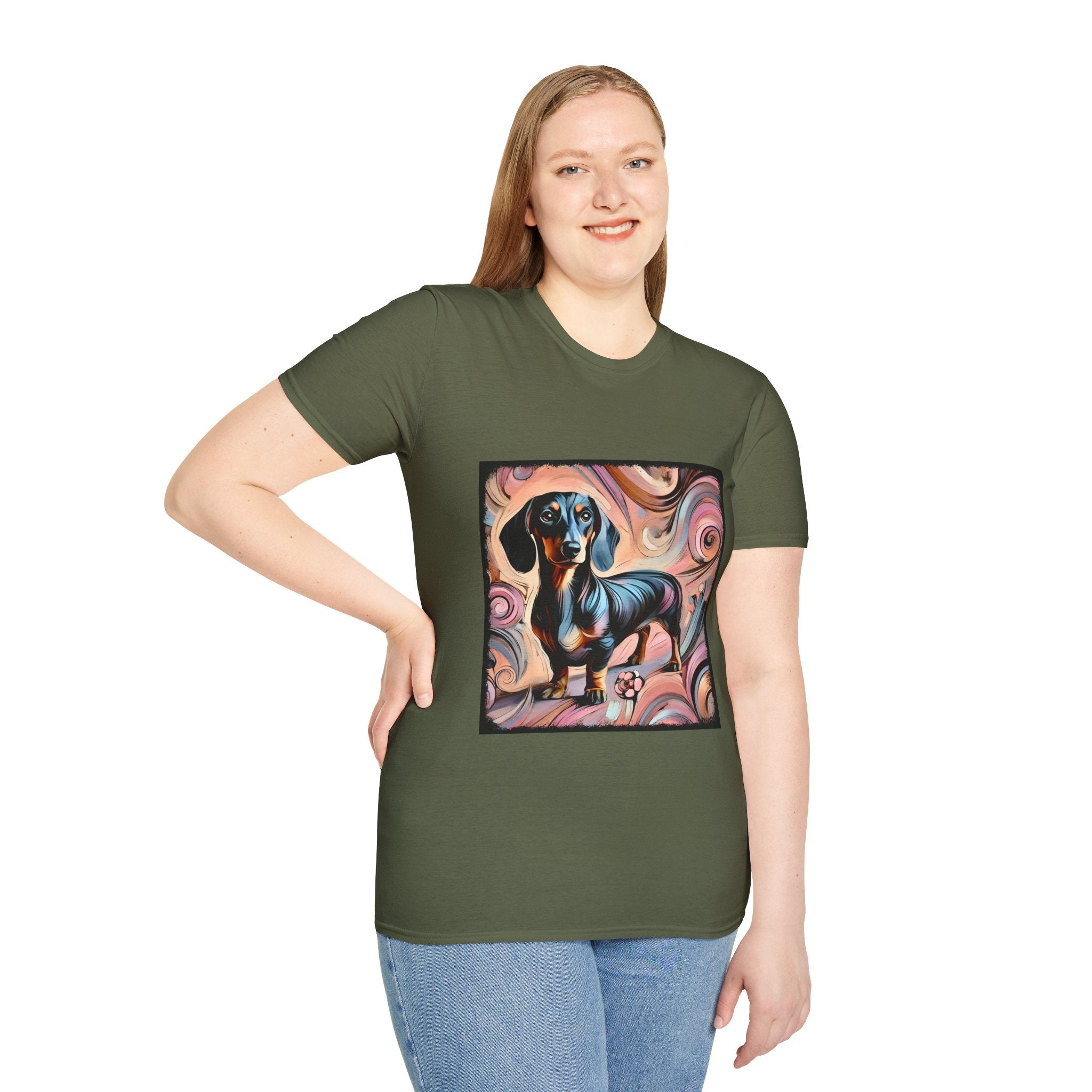 Dachshund Pink Swirl | Unisex Dog T-Shirt