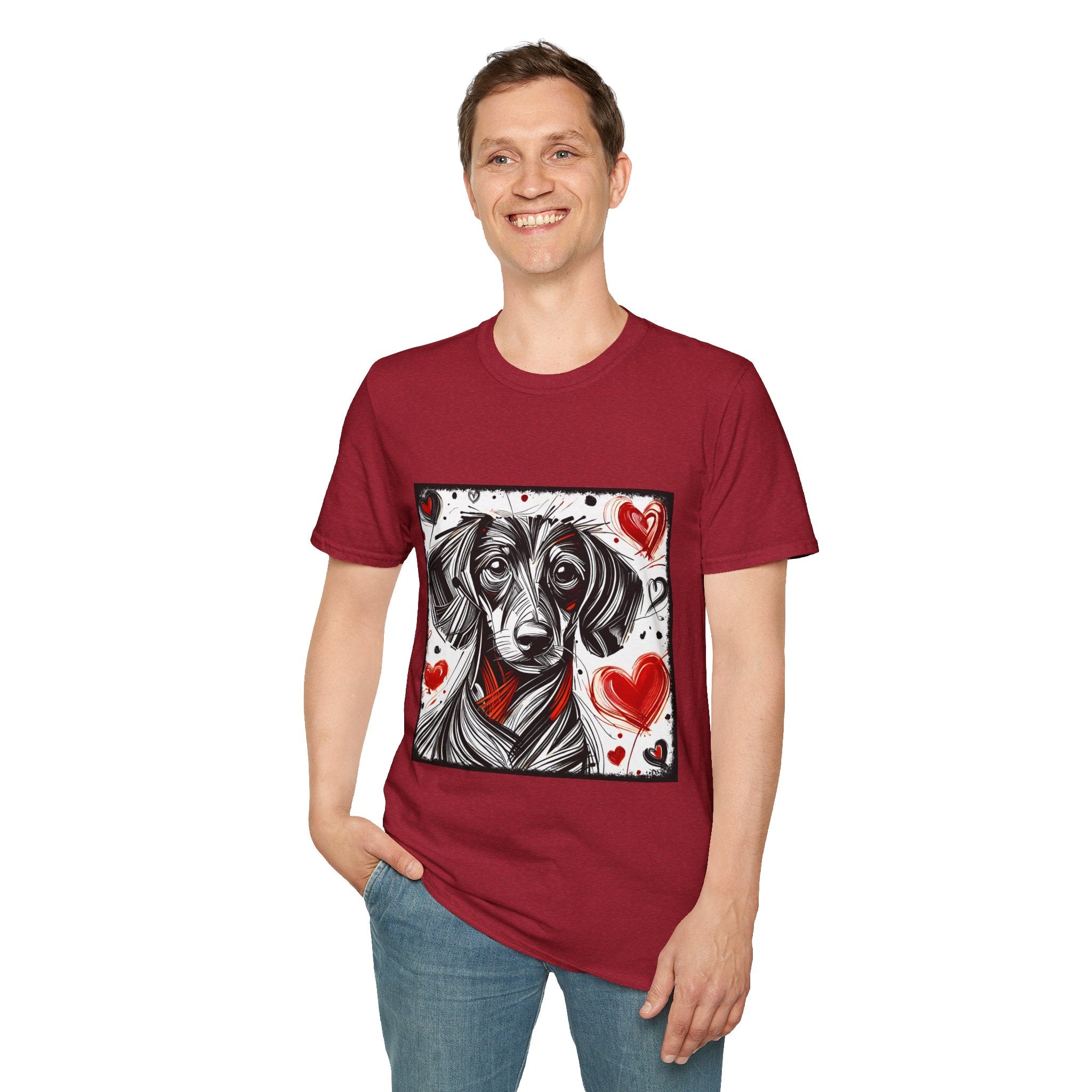 Dachshund Bold Heart Sketch | Unisex Dog T-Shirt