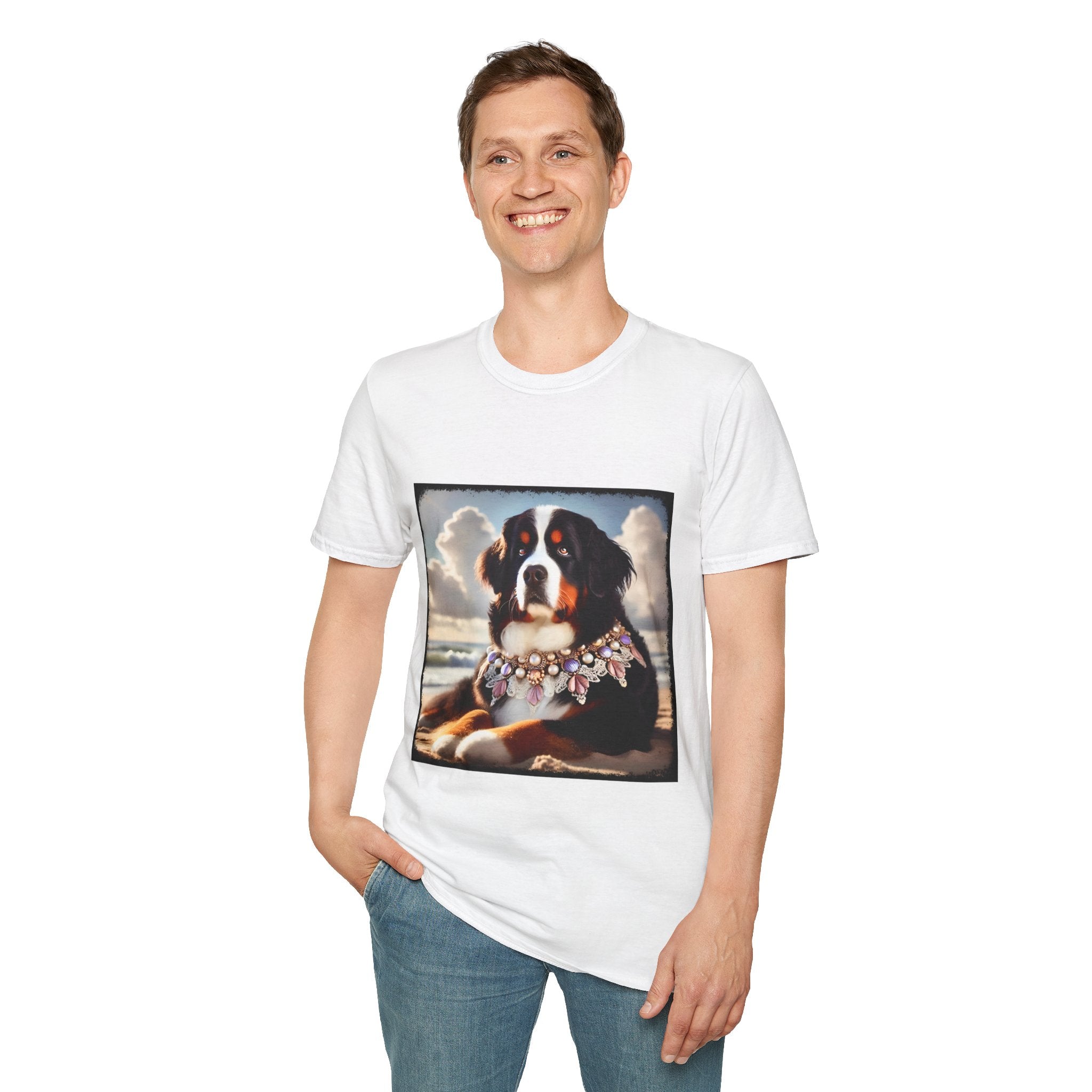 Bernese Mountain Dog Beach Belle | Unisex Dog T-Shirt