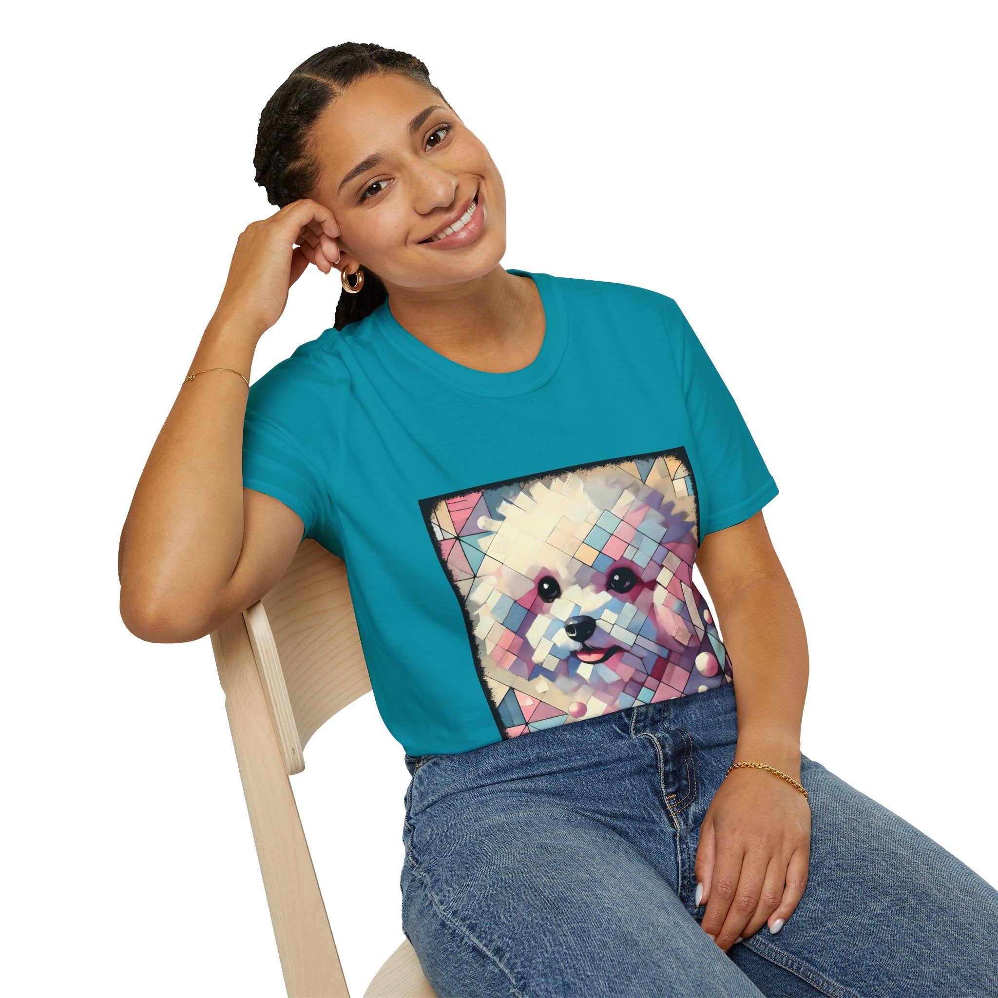 Bichon Frise Pastel Geometric | Unisex Dog T-Shirt