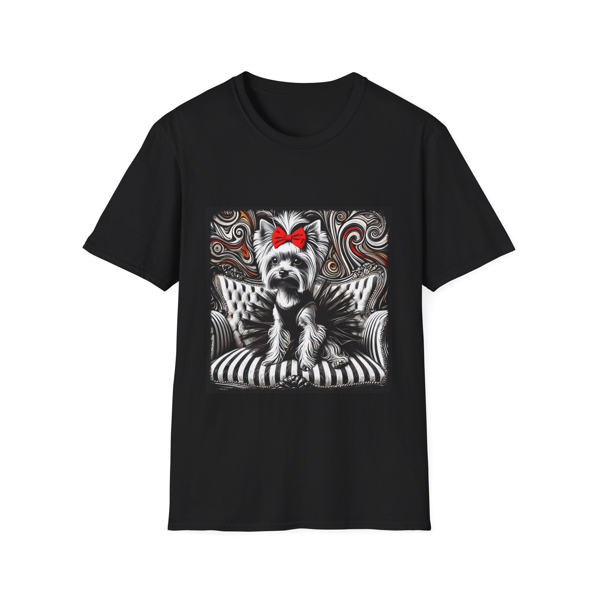 Yorkshire Terrier B&W Red Bow Bold | Unisex Dog T-Shirt