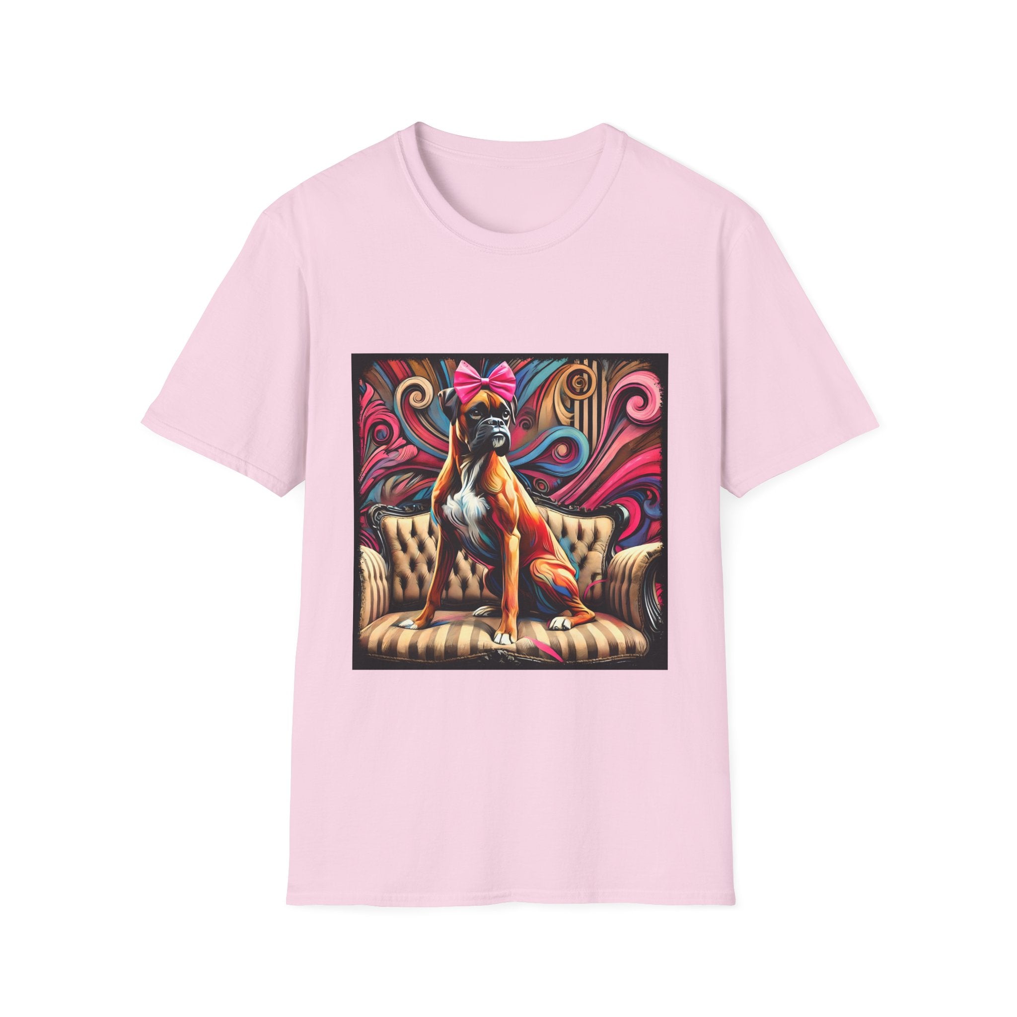Boxer Pink Bow Swirl | Unisex Dog T-Shirt
