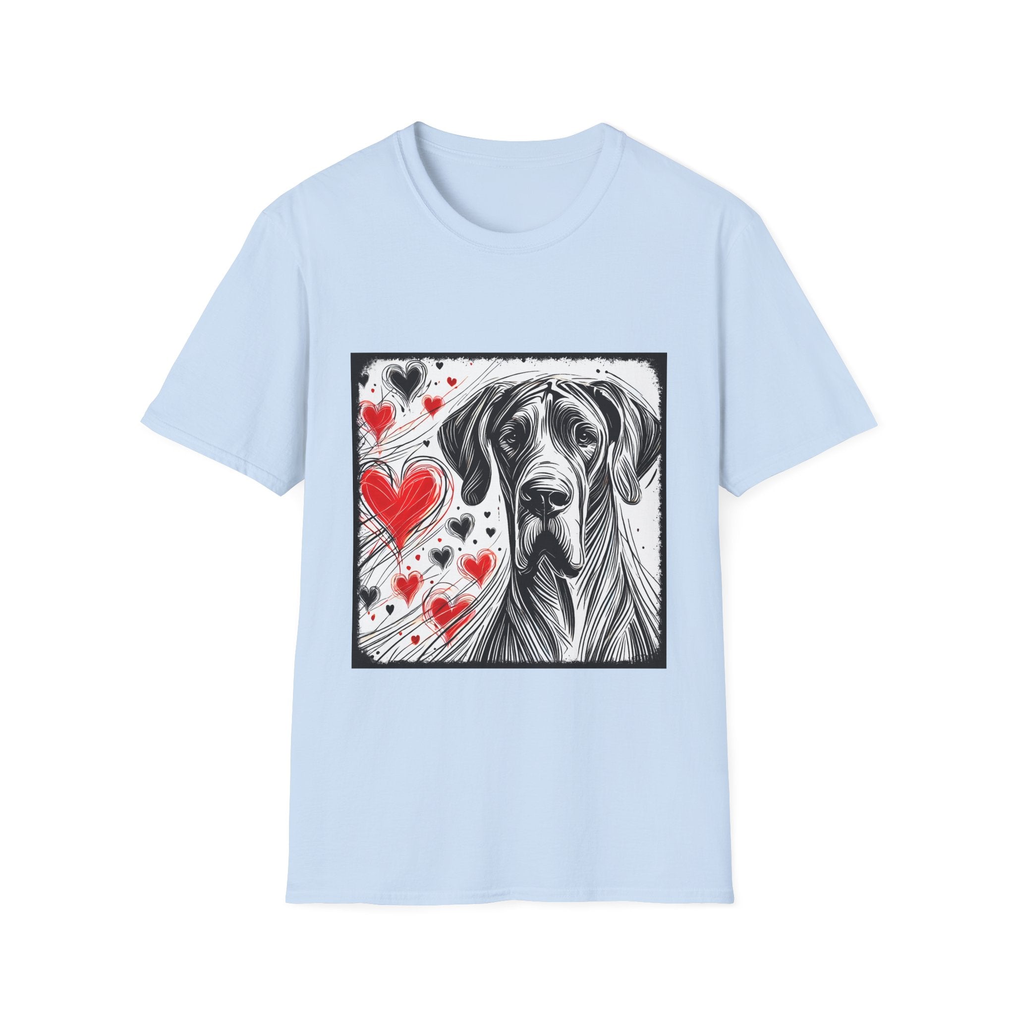 Great Dane Bold Heart Sketch | Unisex Dog T-Shirt