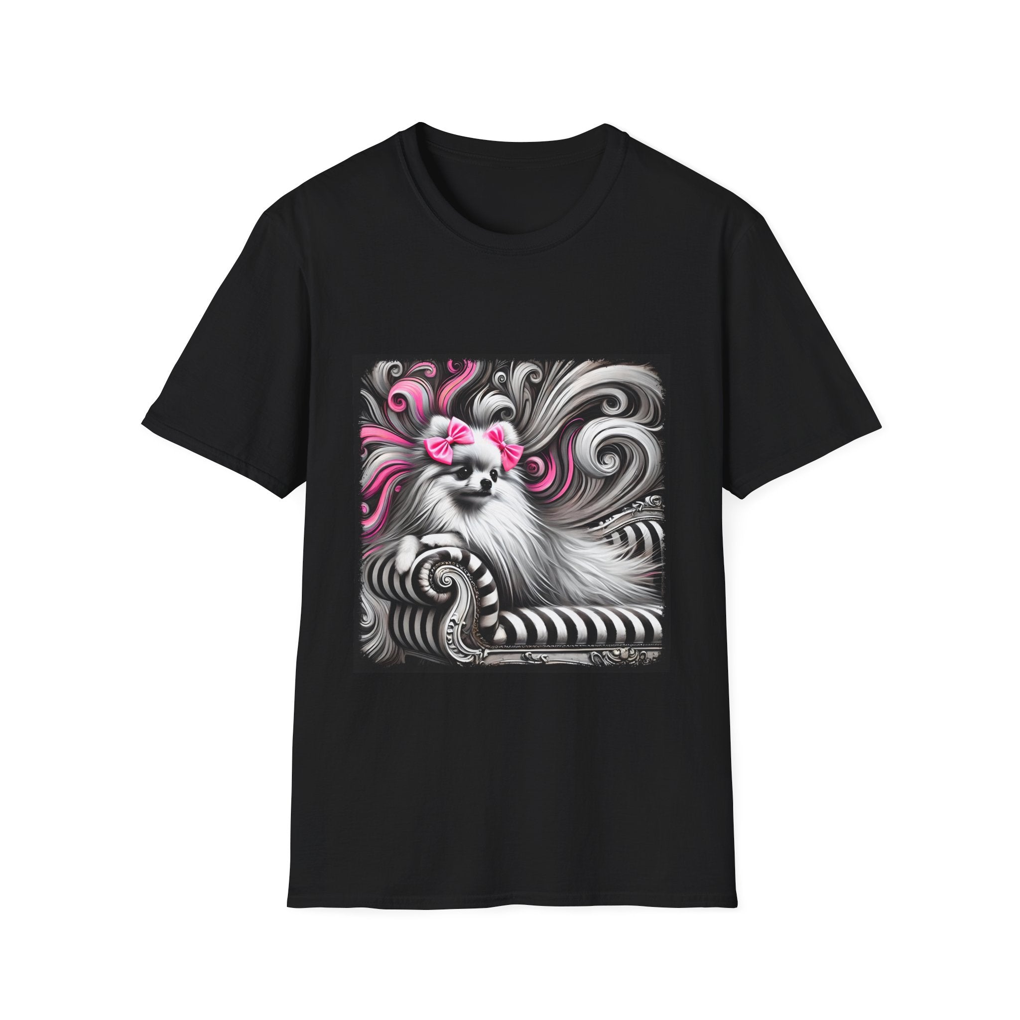 Pomeranian B&W Pink Bows | Unisex Dog T-Shirt