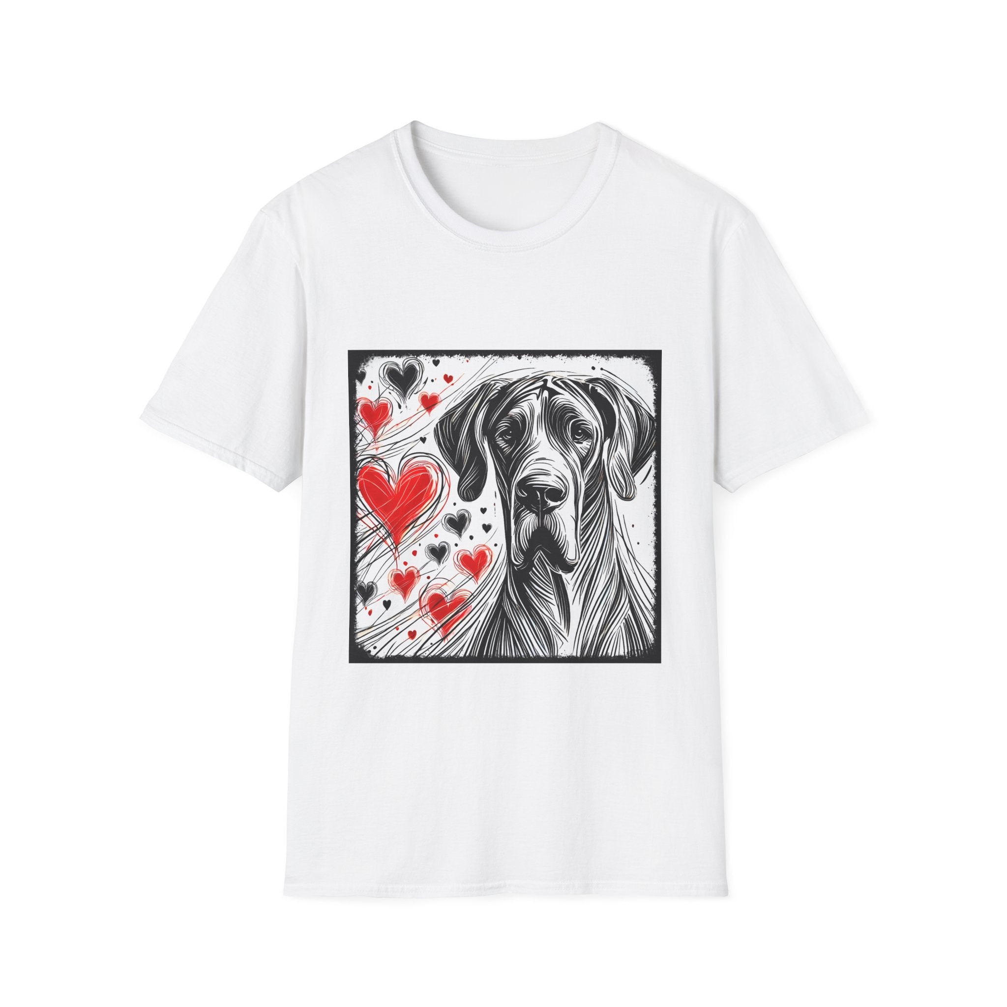 Great Dane Bold Heart Sketch | Unisex Dog T-Shirt