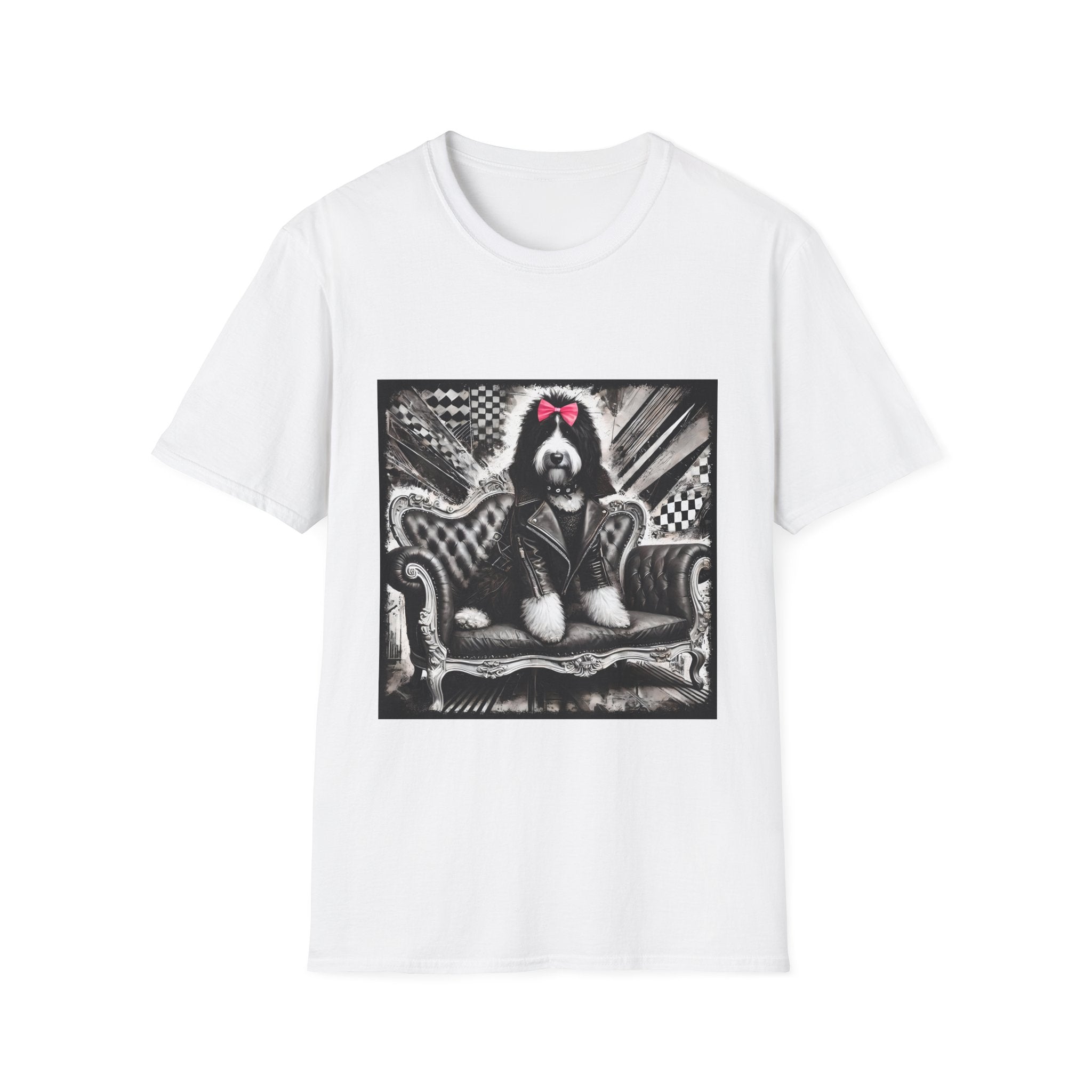 Bernedoodle B&W Pink Bow | Unisex Dog T-Shirt