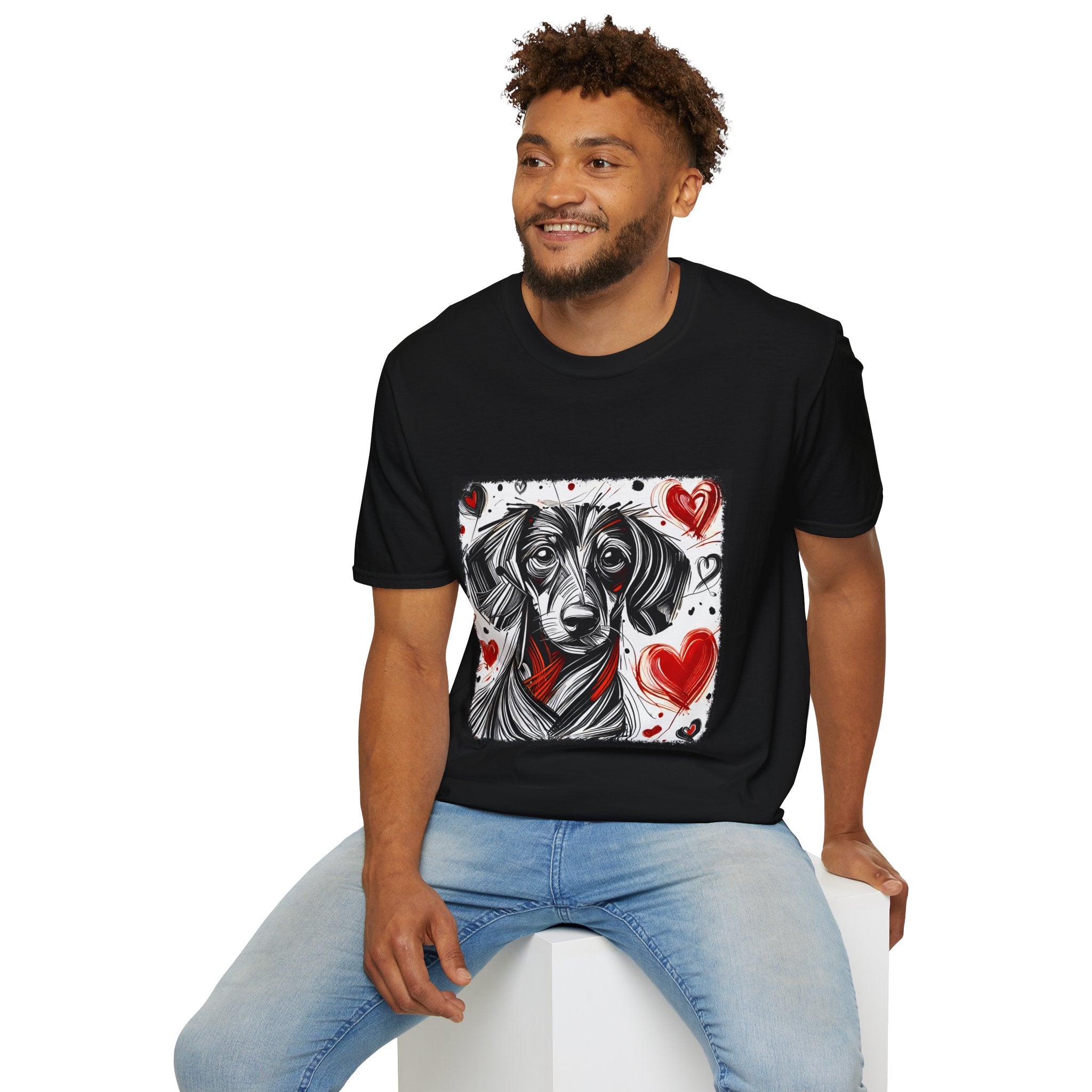 Dachshund Bold Heart Sketch | Unisex Dog T-Shirt