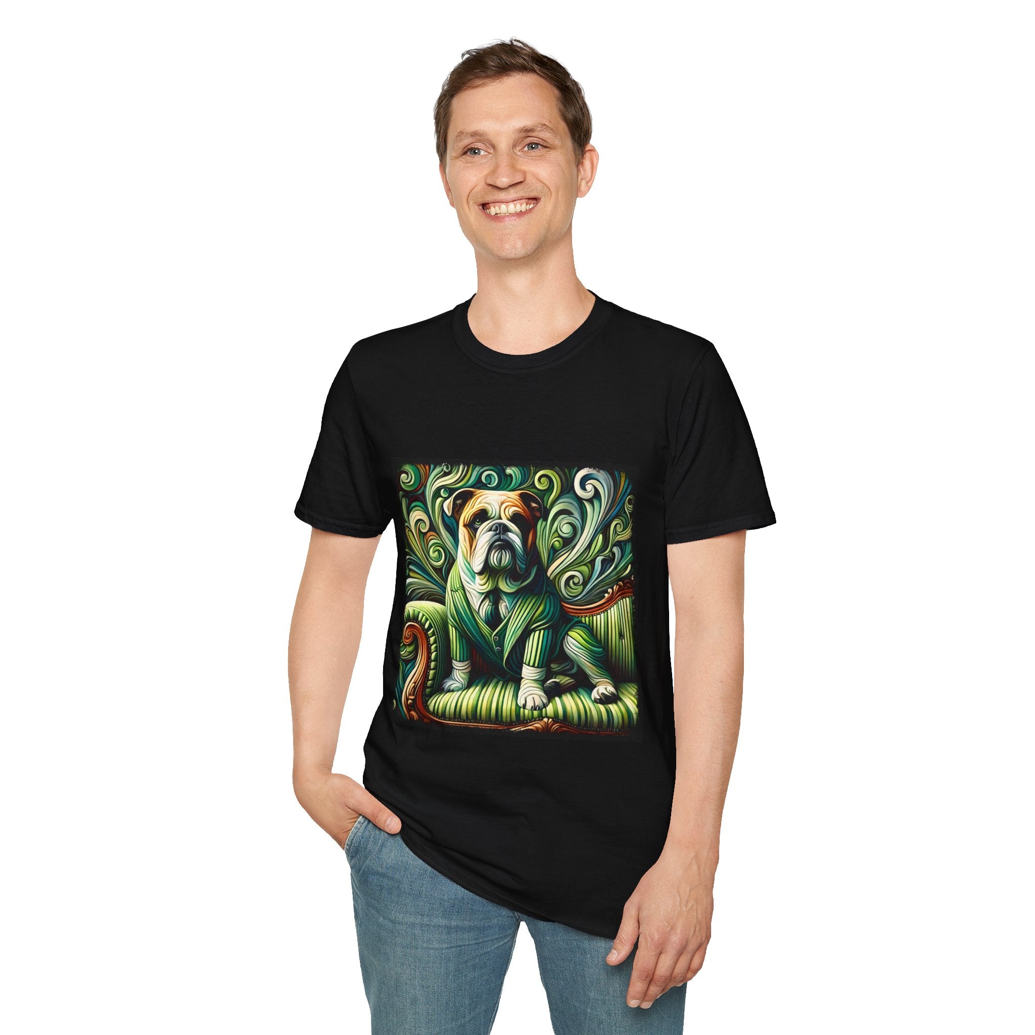 Bulldog Green Swirl | Unisex Dog T-Shirt