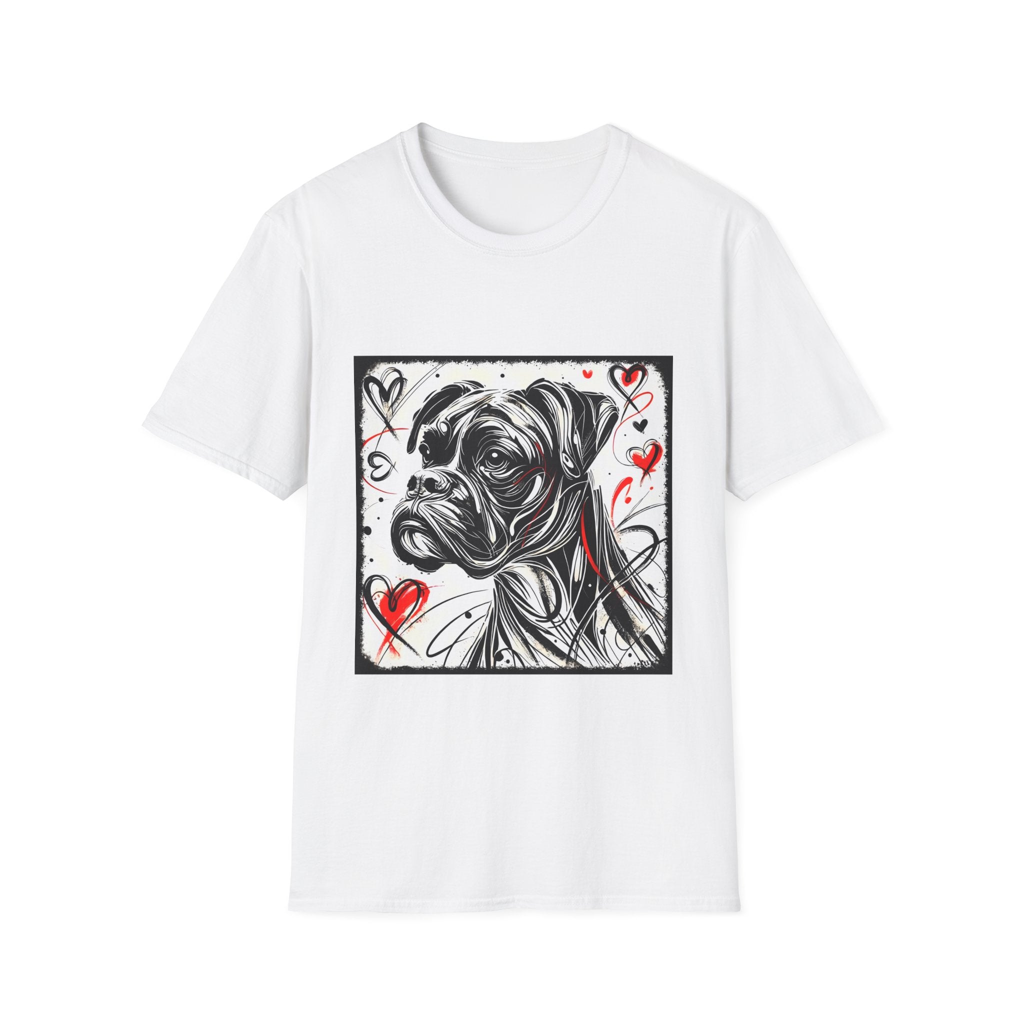 Boxer Bold Heart Sketch | Unisex Dog T-Shirt