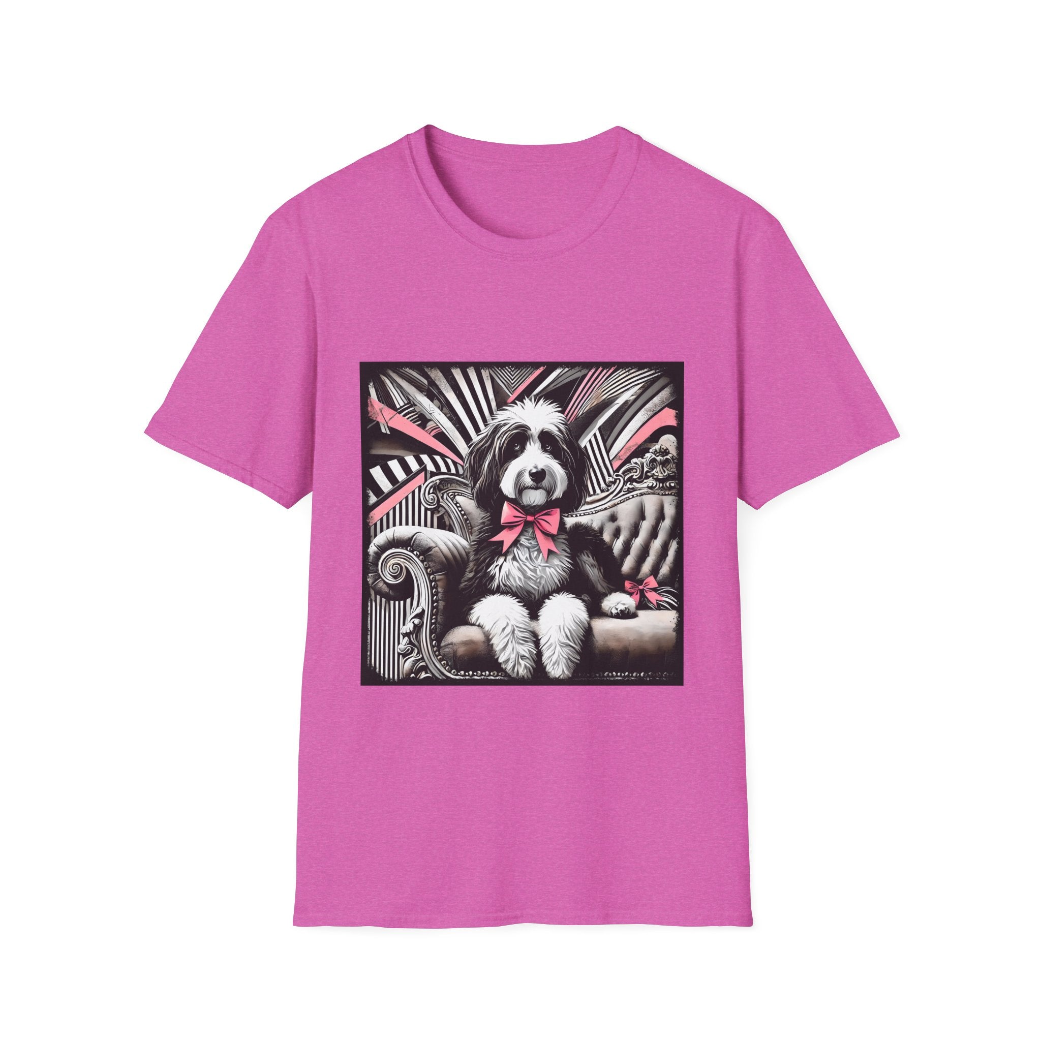 Bernedoodle B&W Pink Bow| Unisex Dog T-Shirt