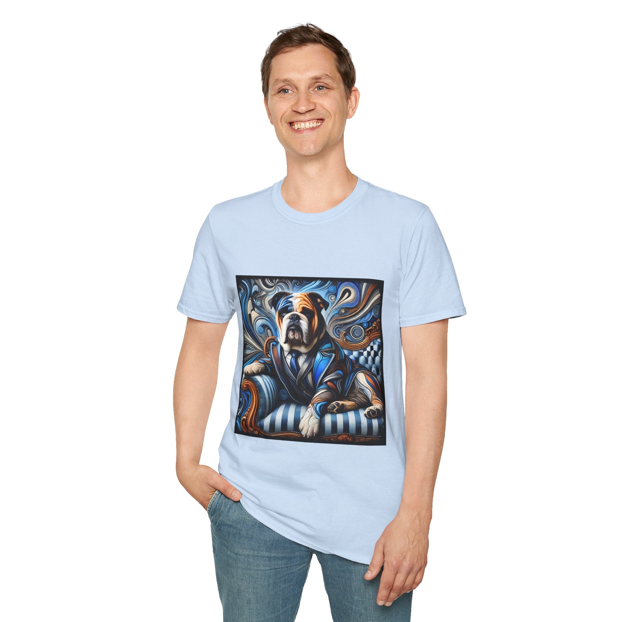 Bulldog Blue Swirl | Unisex Dog T-Shirt