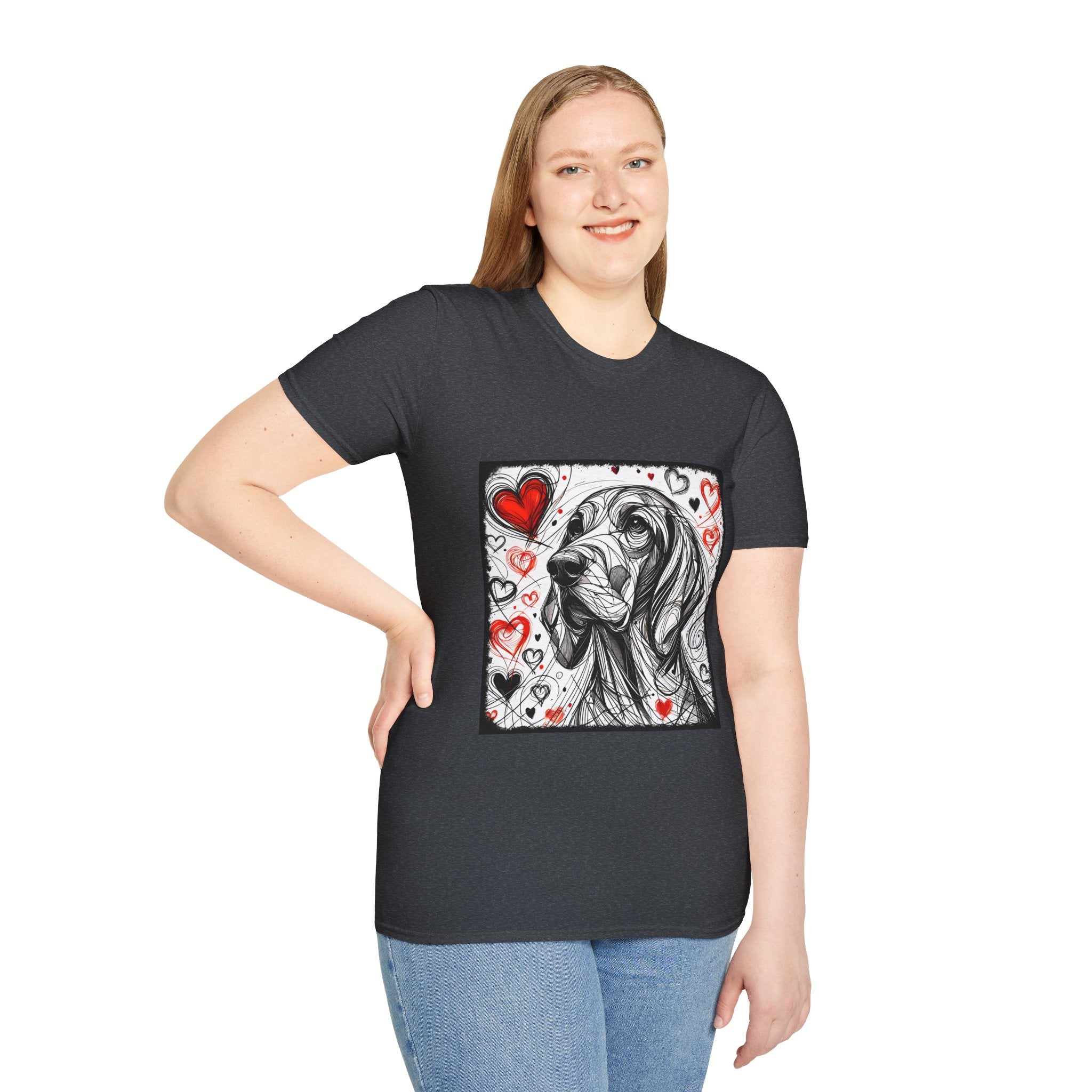 Coonhound Bold Heart Sketch | Unisex Dog T-Shirt