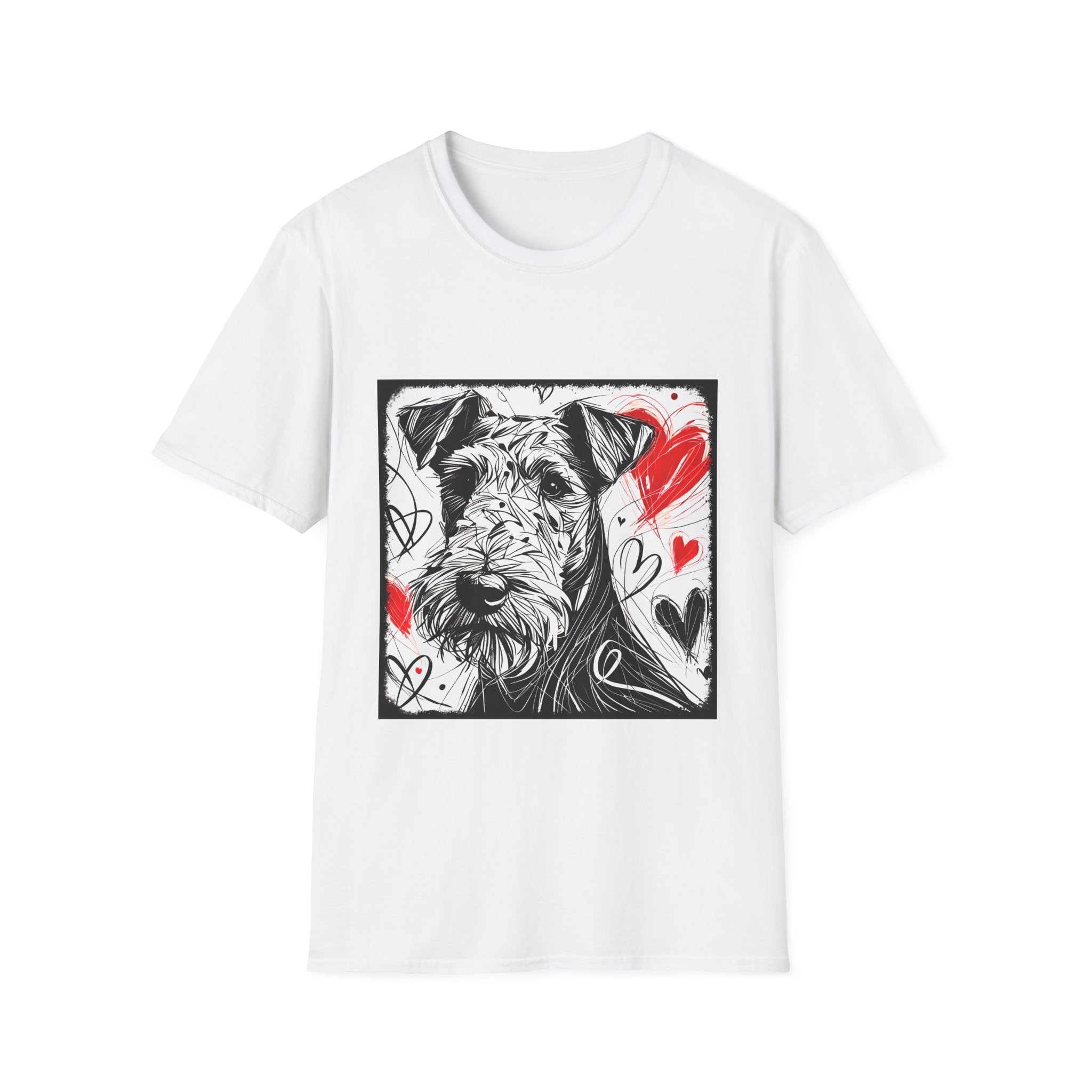 Airedale Terrier Bold Heart Sketch | Unisex Dog T-Shirt