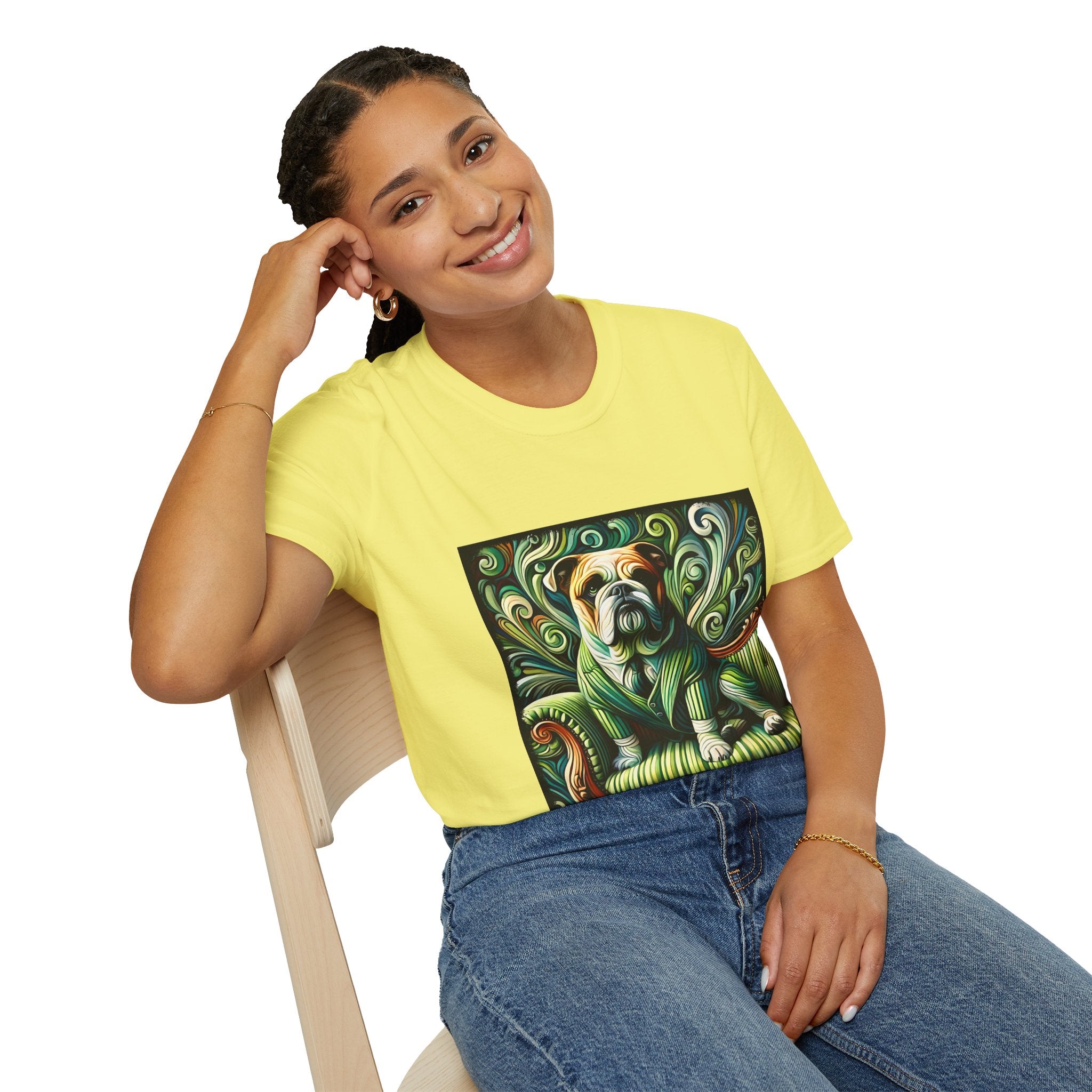 Bulldog Green Swirl | Unisex Dog T-Shirt
