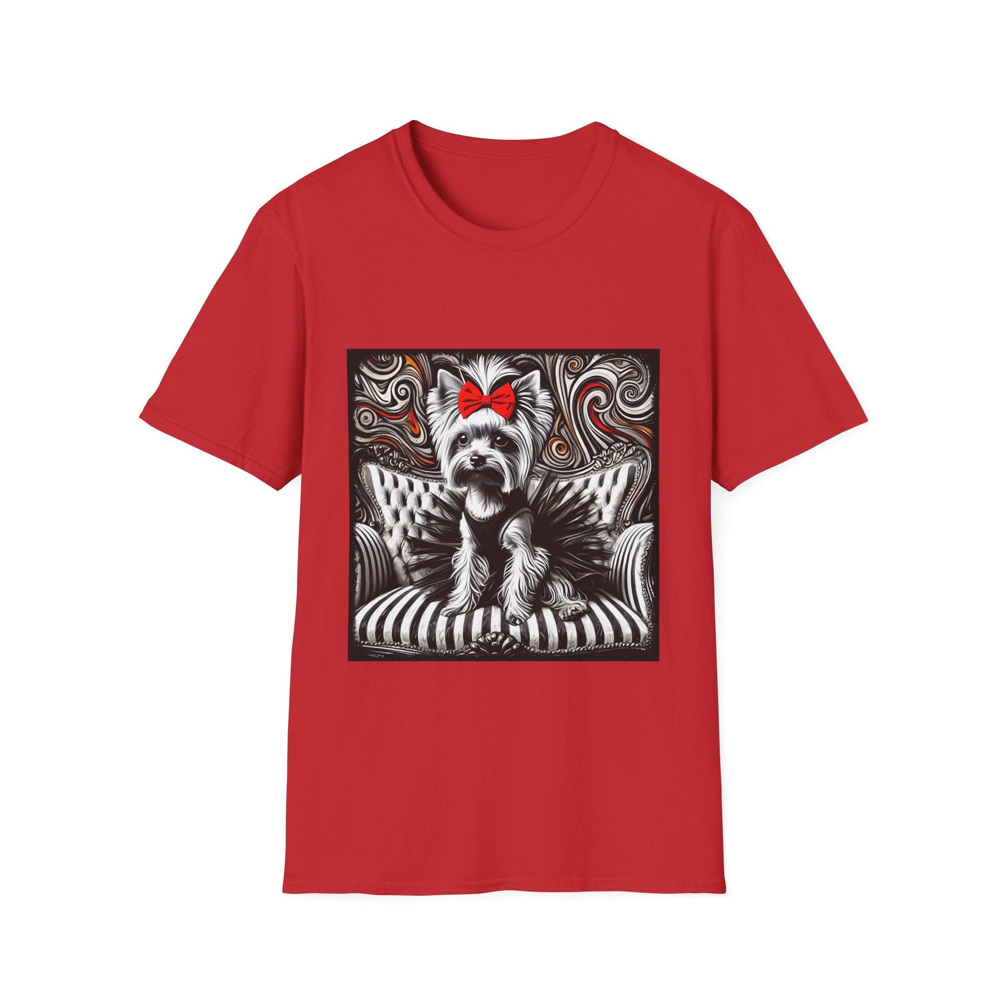 Yorkshire Terrier B&W Red Bow Bold | Unisex Dog T-Shirt