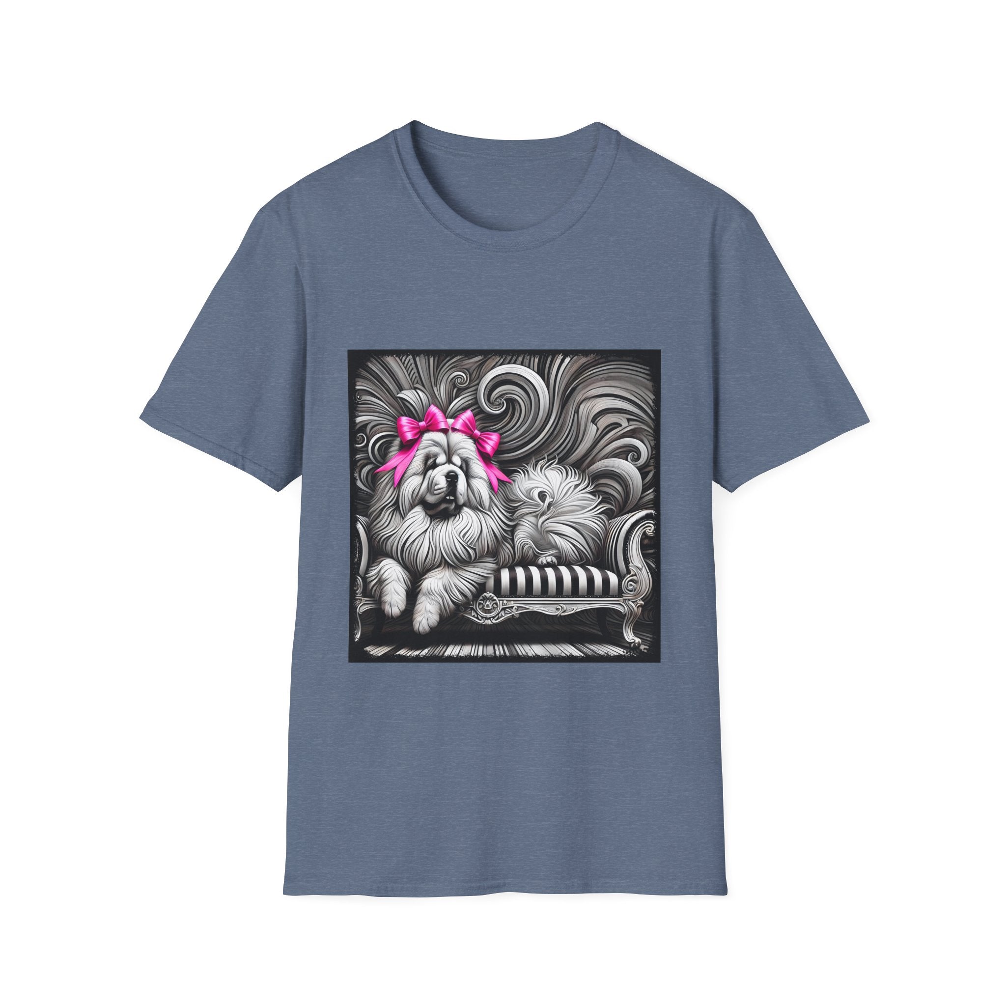 Chow Chow B&W Pink Bow | Unisex Dog T-Shirt