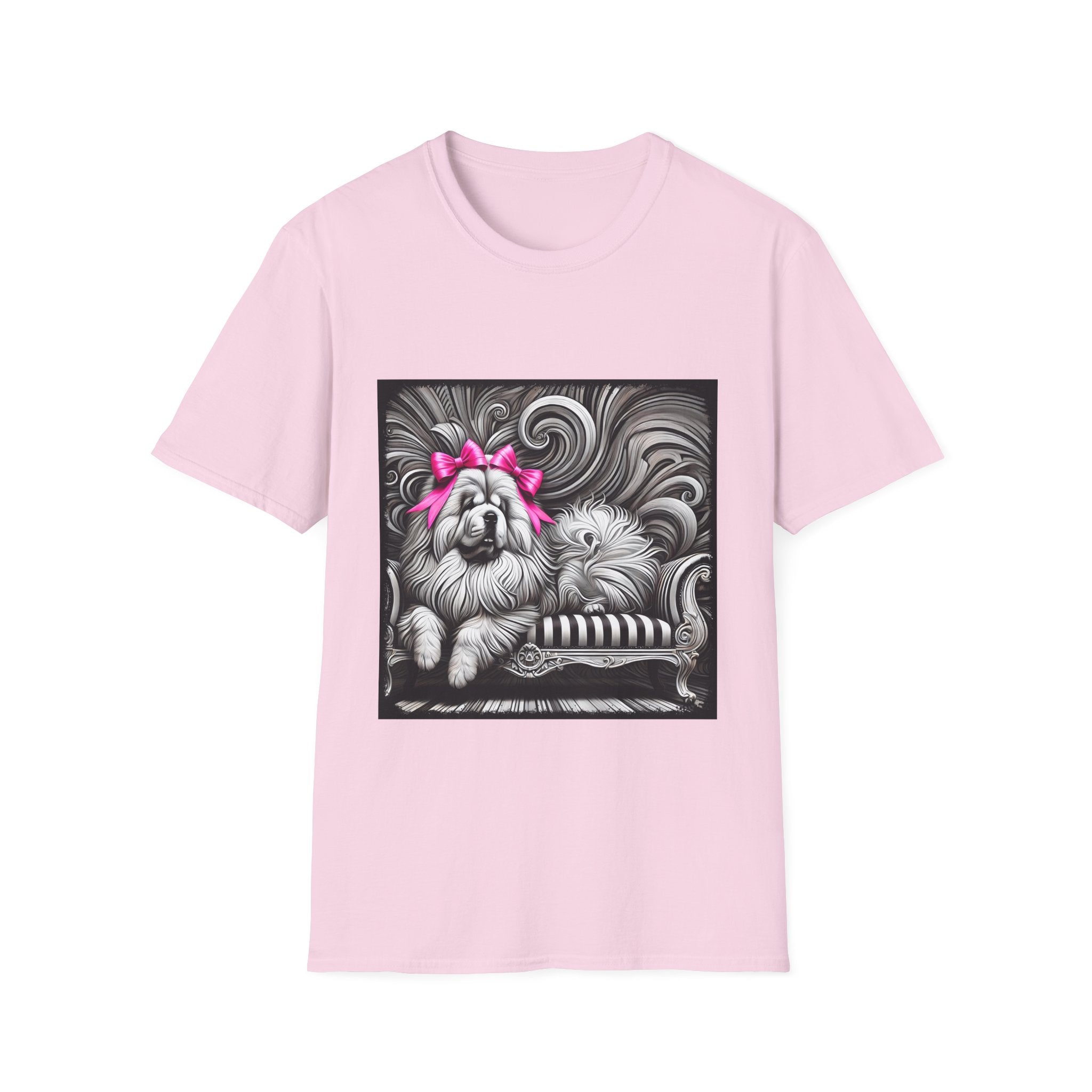 Chow Chow B&W Pink Bow | Unisex Dog T-Shirt
