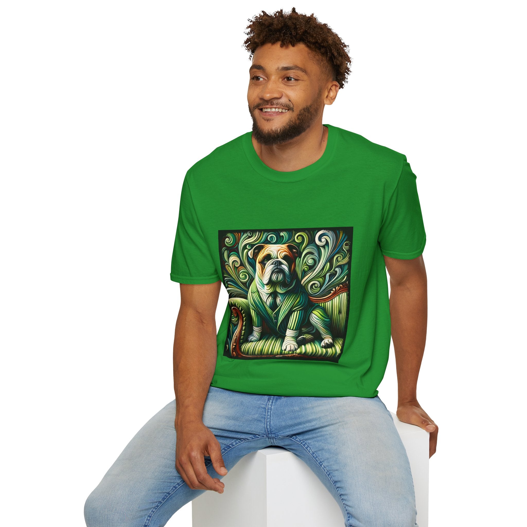 Bulldog Green Swirl | Unisex Dog T-Shirt