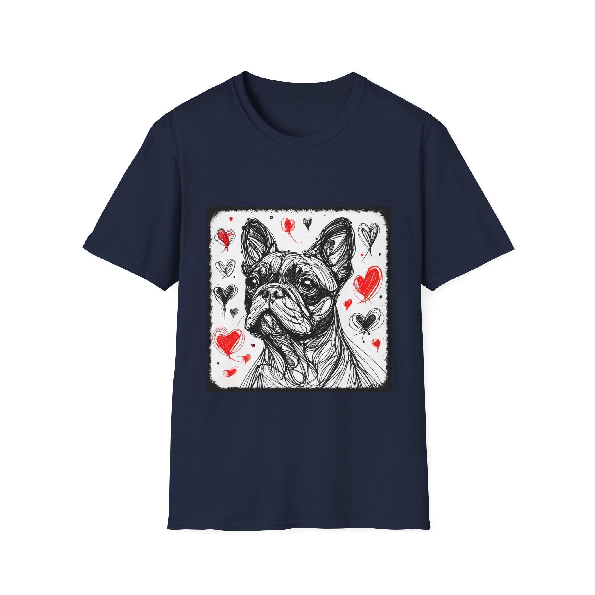 French bulldog Bold Heart Sketch | Unisex Dog T-Shirt
