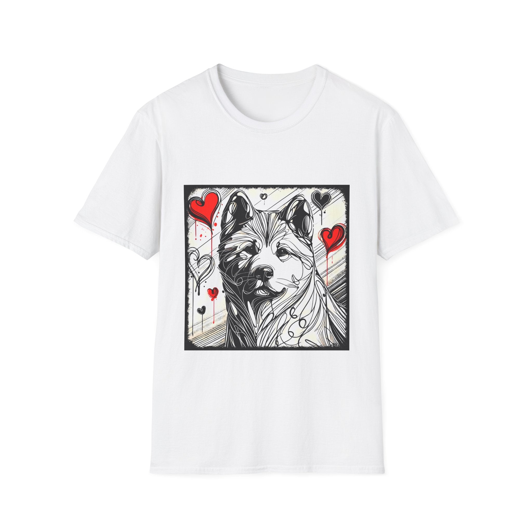 Akita Bold Heart Sketch | Unisex Dog T-Shirt