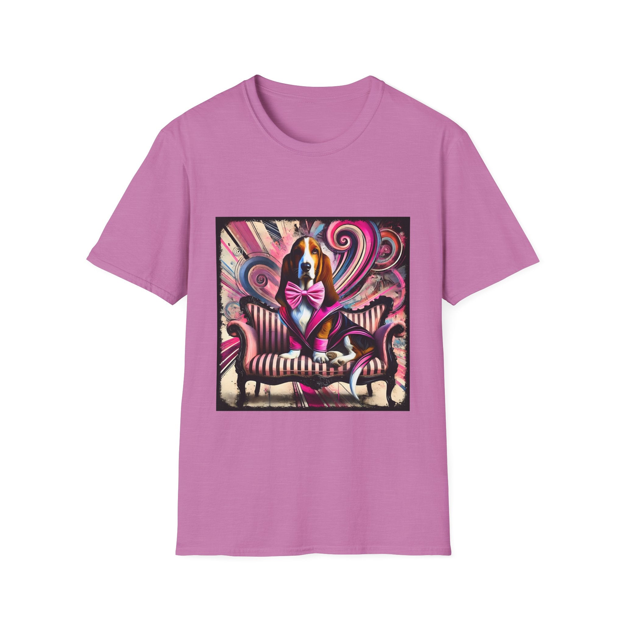 Basset Hound Pink Swirl Bold | Unisex Dog T-Shirt
