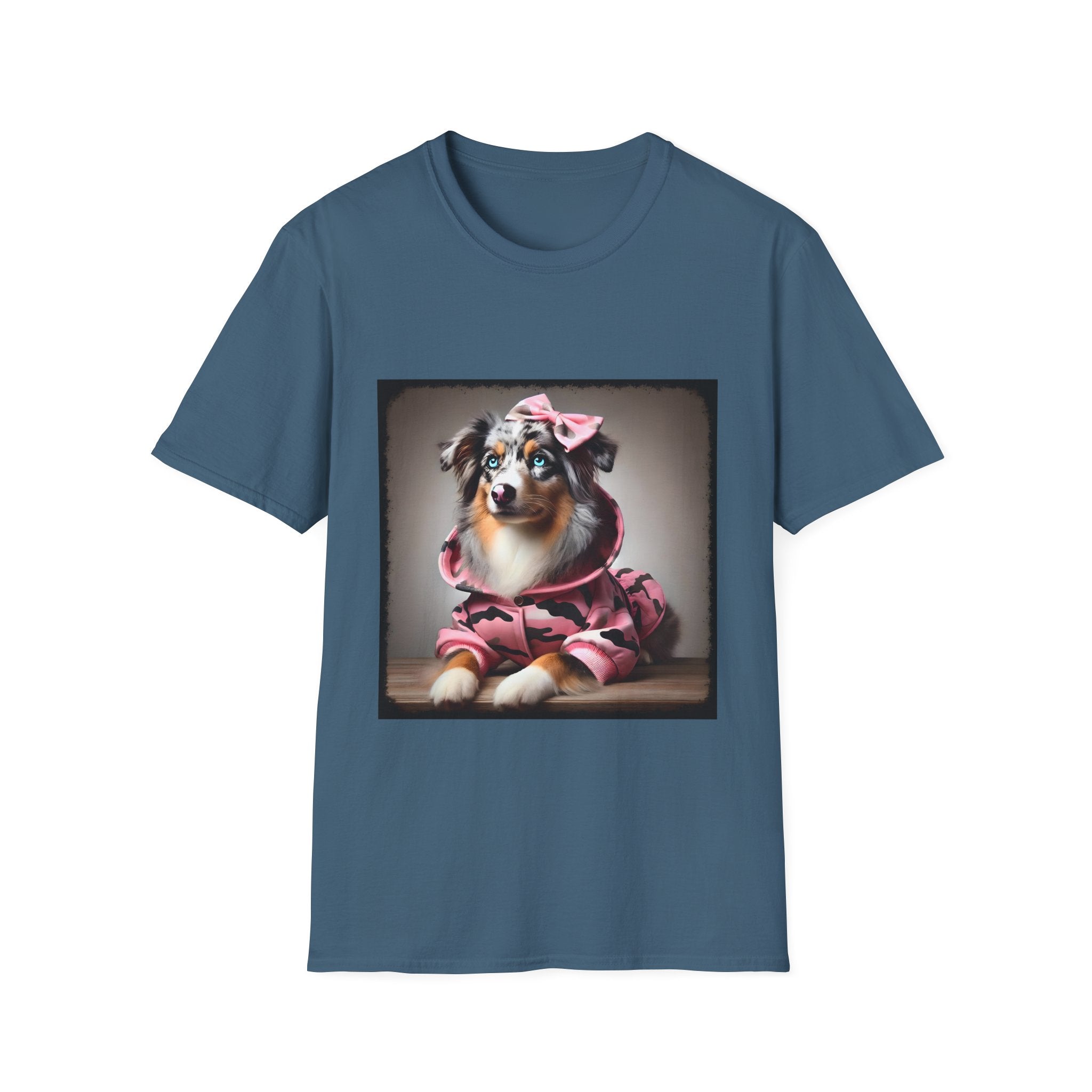 Miniature American Shepherd Pink Camo Cutie | Unisex Dog T-Shirt